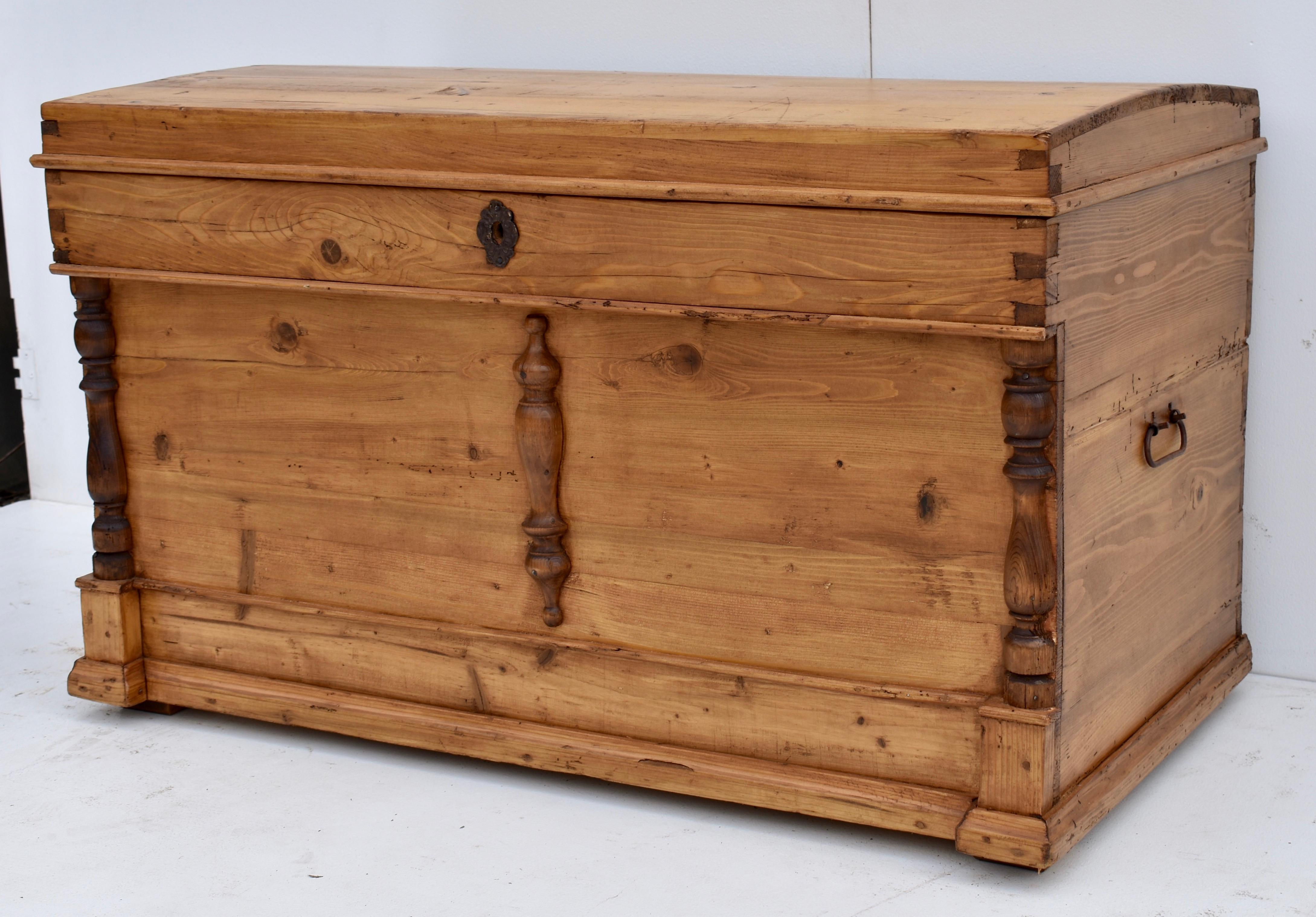 Late Victorian Pine Dome-Top Trunk or Blanket Chest For Sale