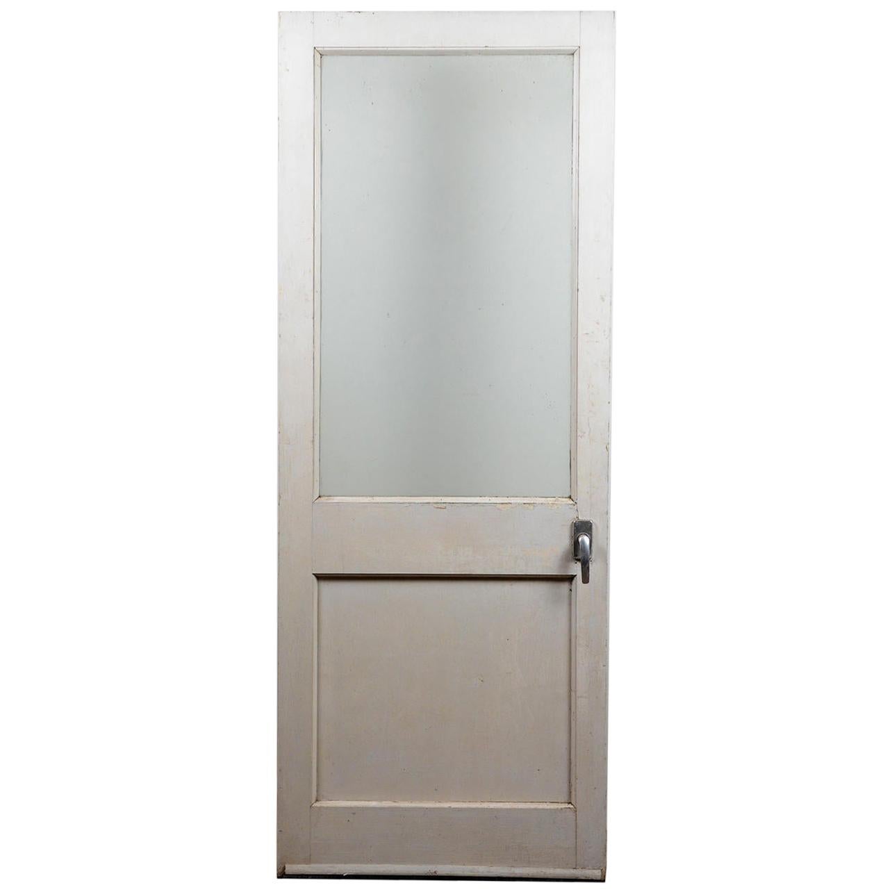 Pine Door with a Single Glass Panel, 20th Century For Sale