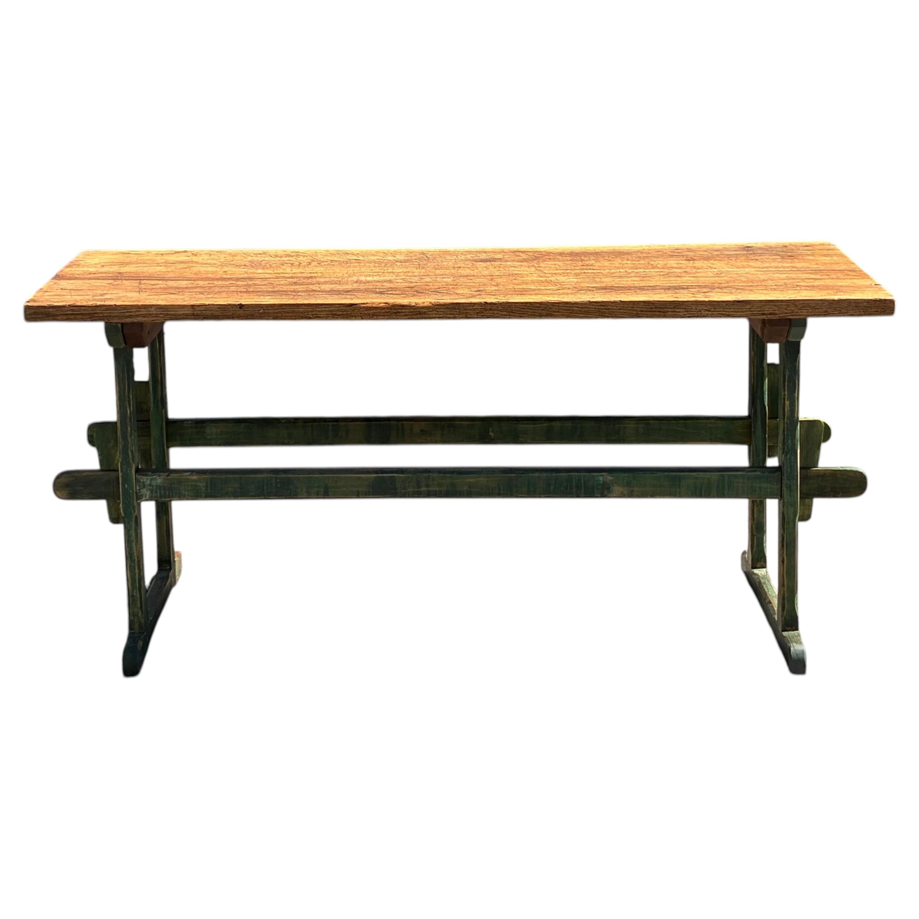 Pine Double Stretcher Base Work Table For Sale