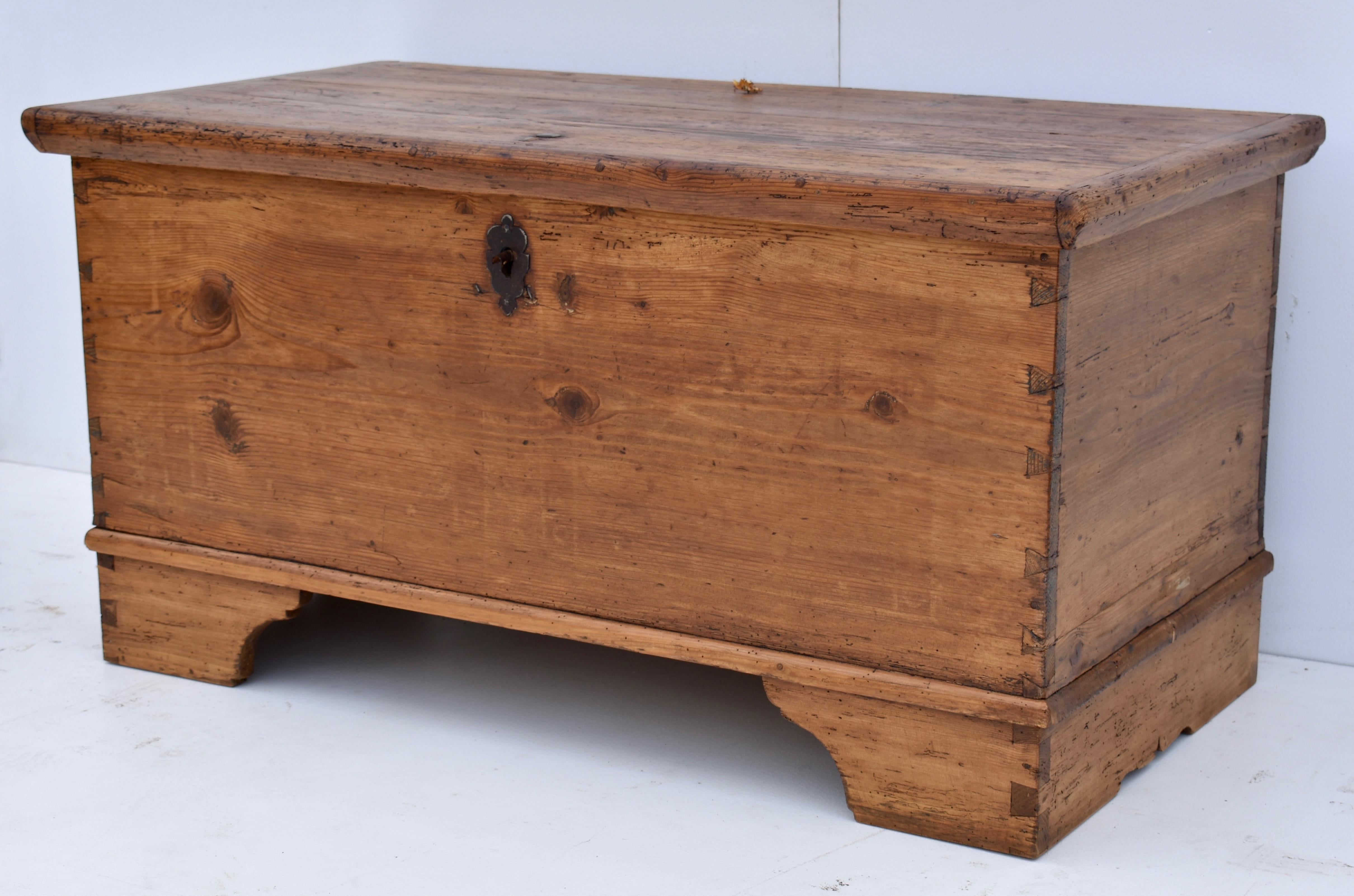 Polished Pine Dovetailed Blanket Chest with Bracket Feet