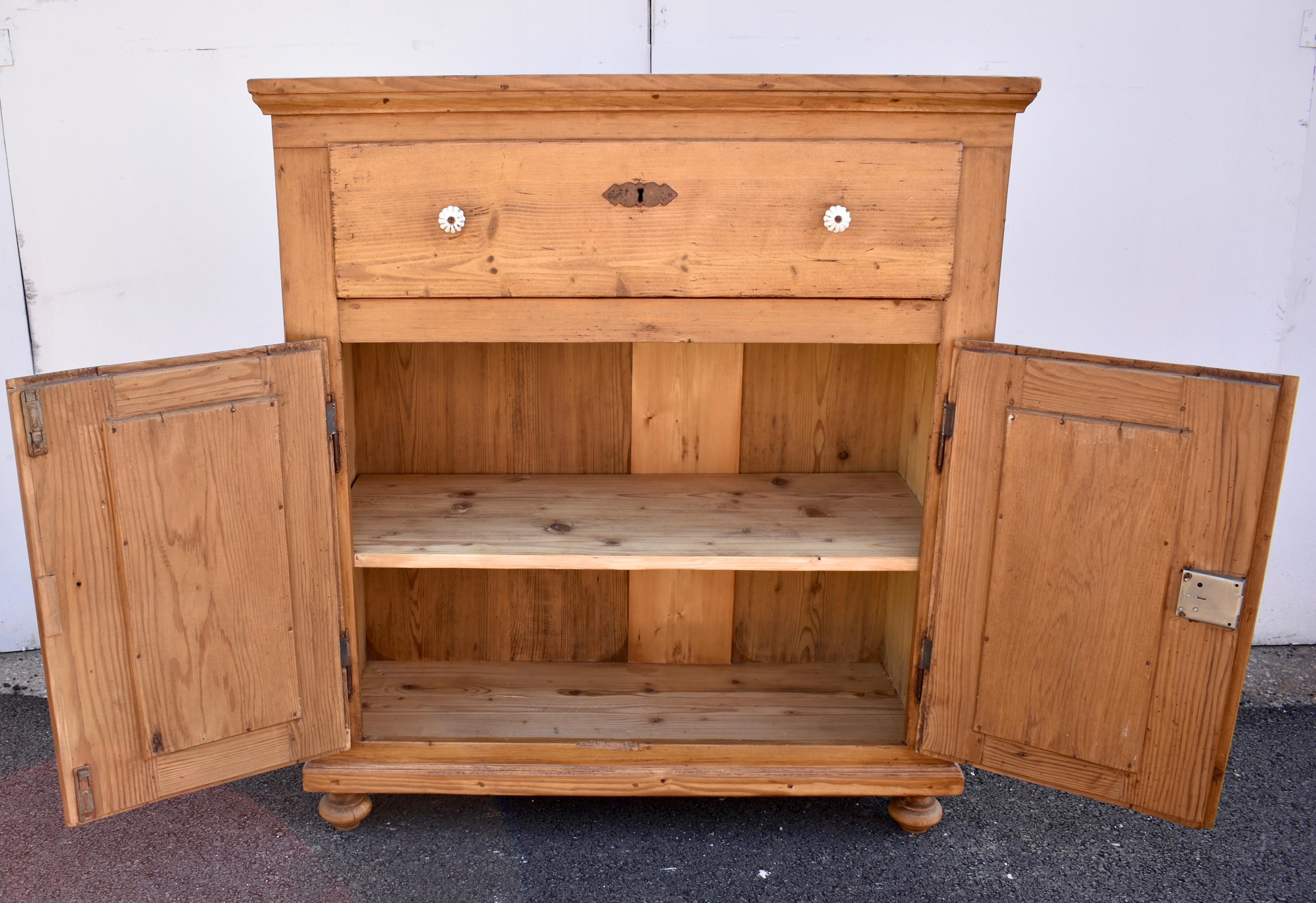 Pine Dresser Base with Two Doors and One Drawer 4