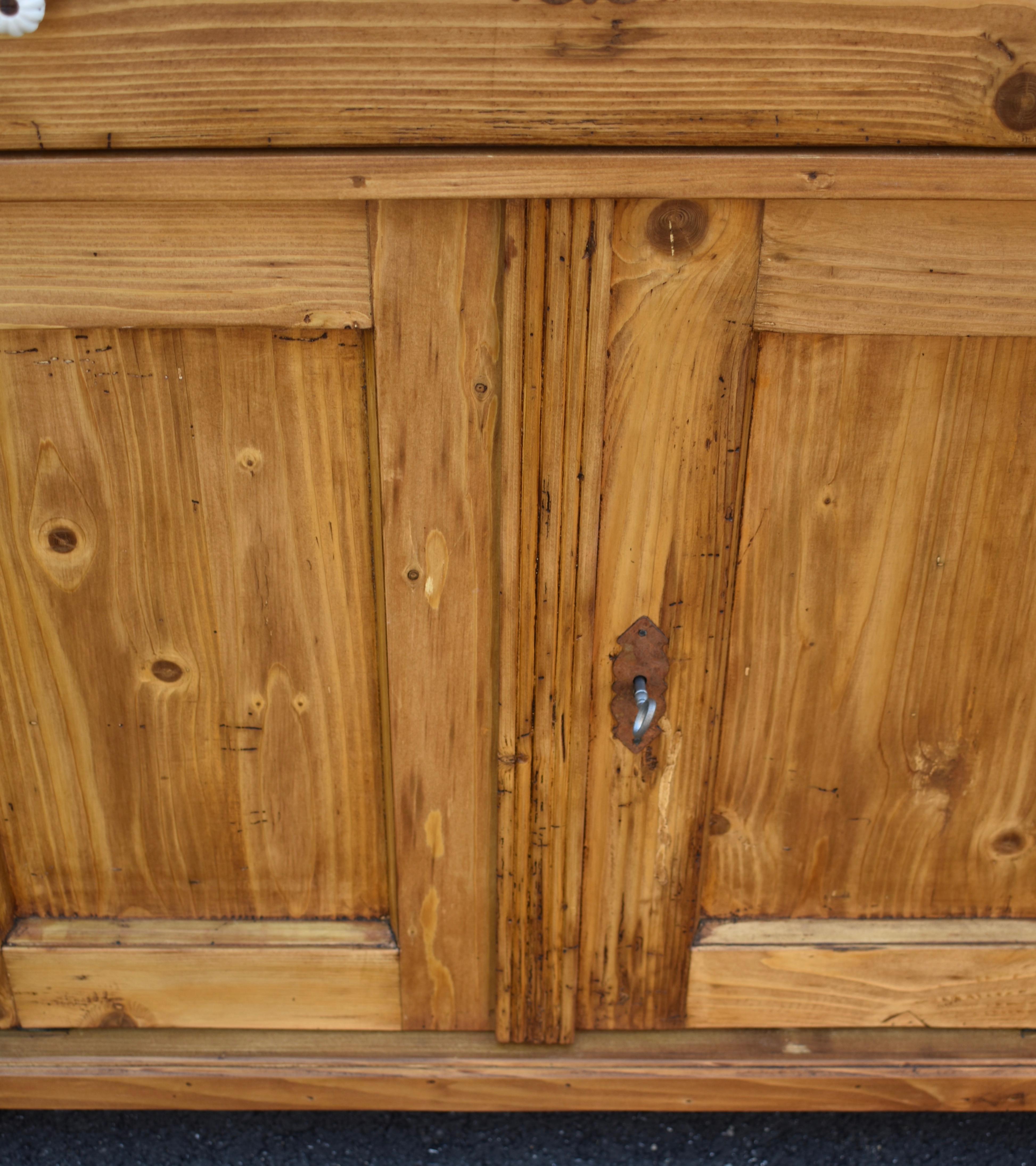 Pine Dresser Base with Two Doors and One Drawer 5