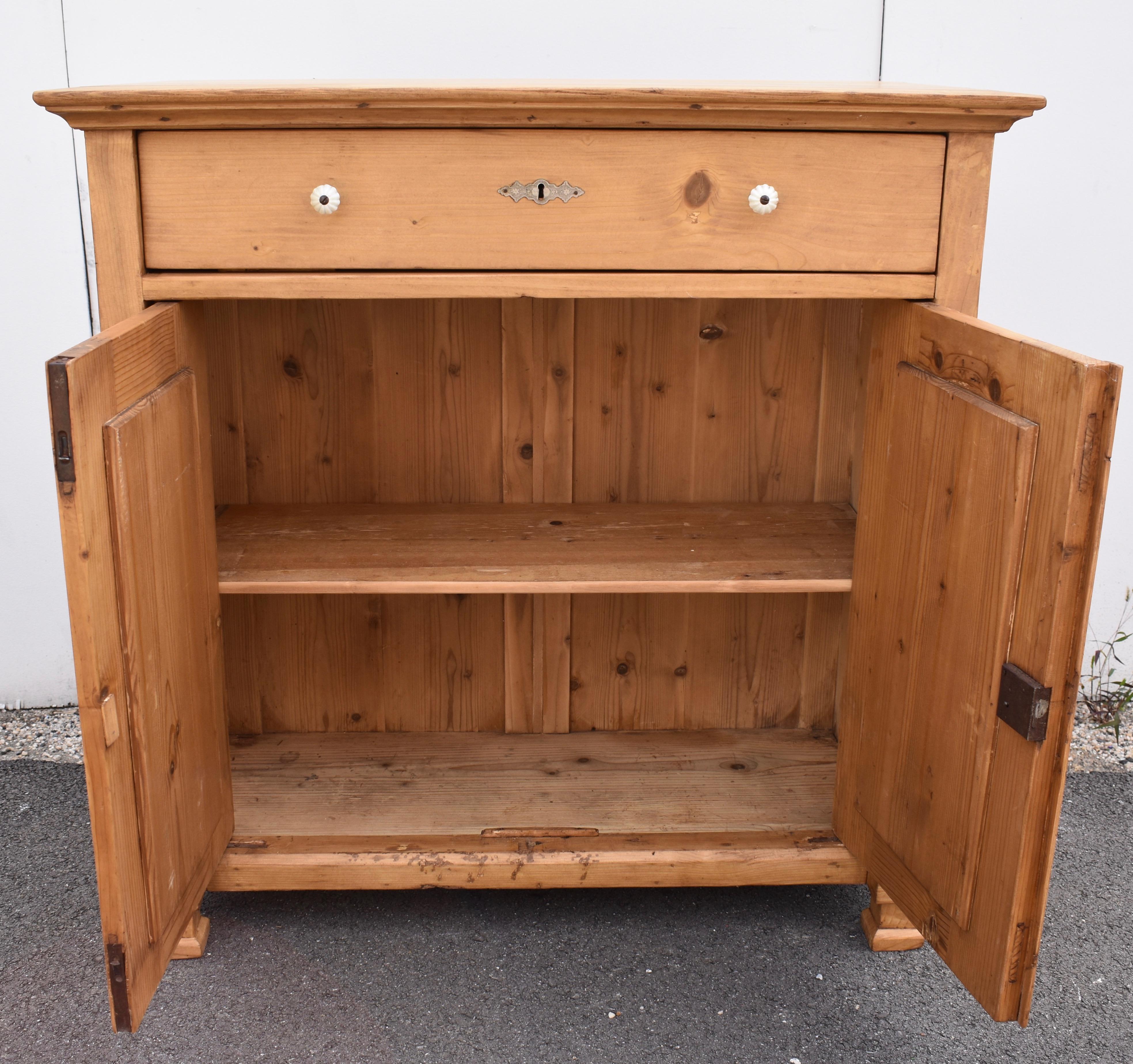 Pine Dresser Base with Two Doors and One Drawer 7