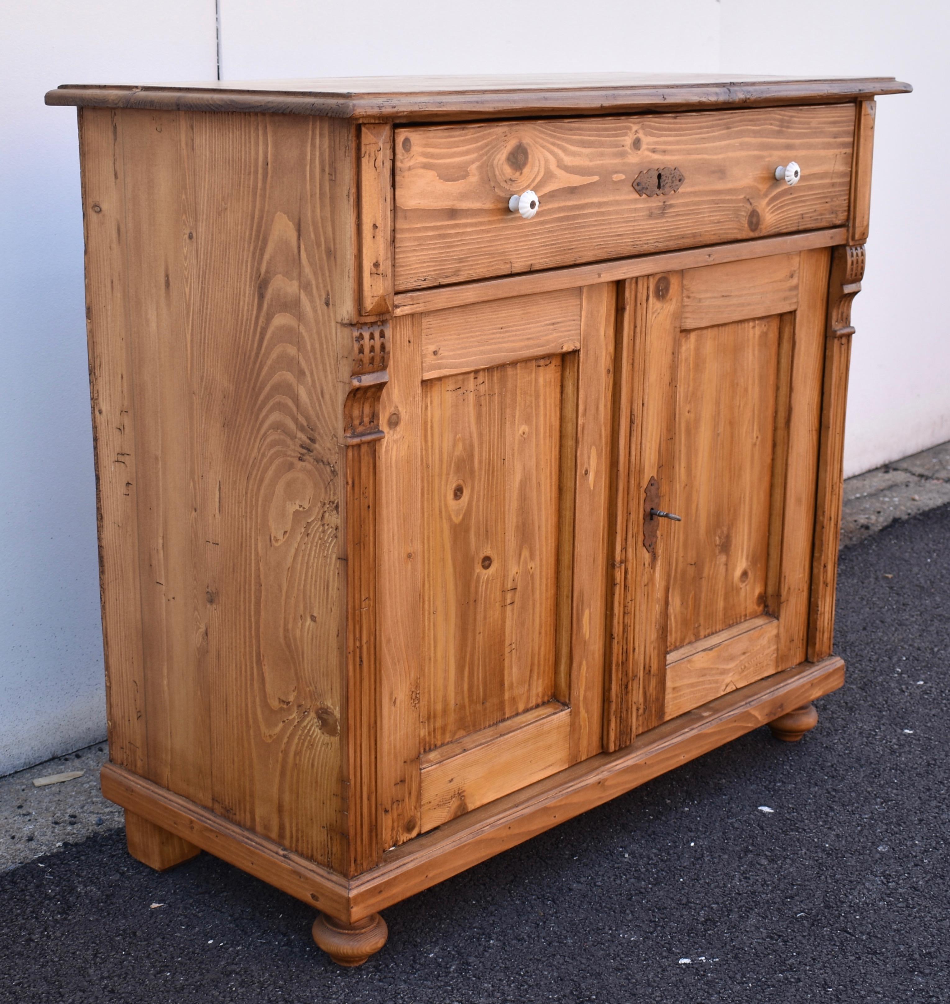 Country Pine Dresser Base with Two Doors and One Drawer