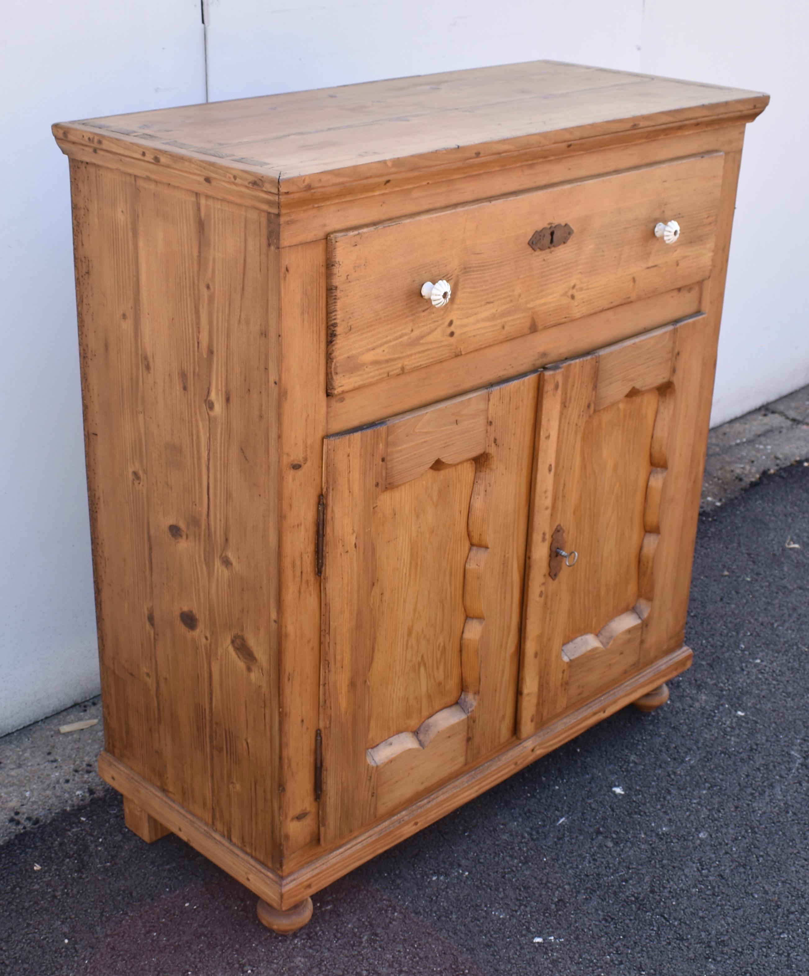 Country Pine Dresser Base with Two Doors and One Drawer