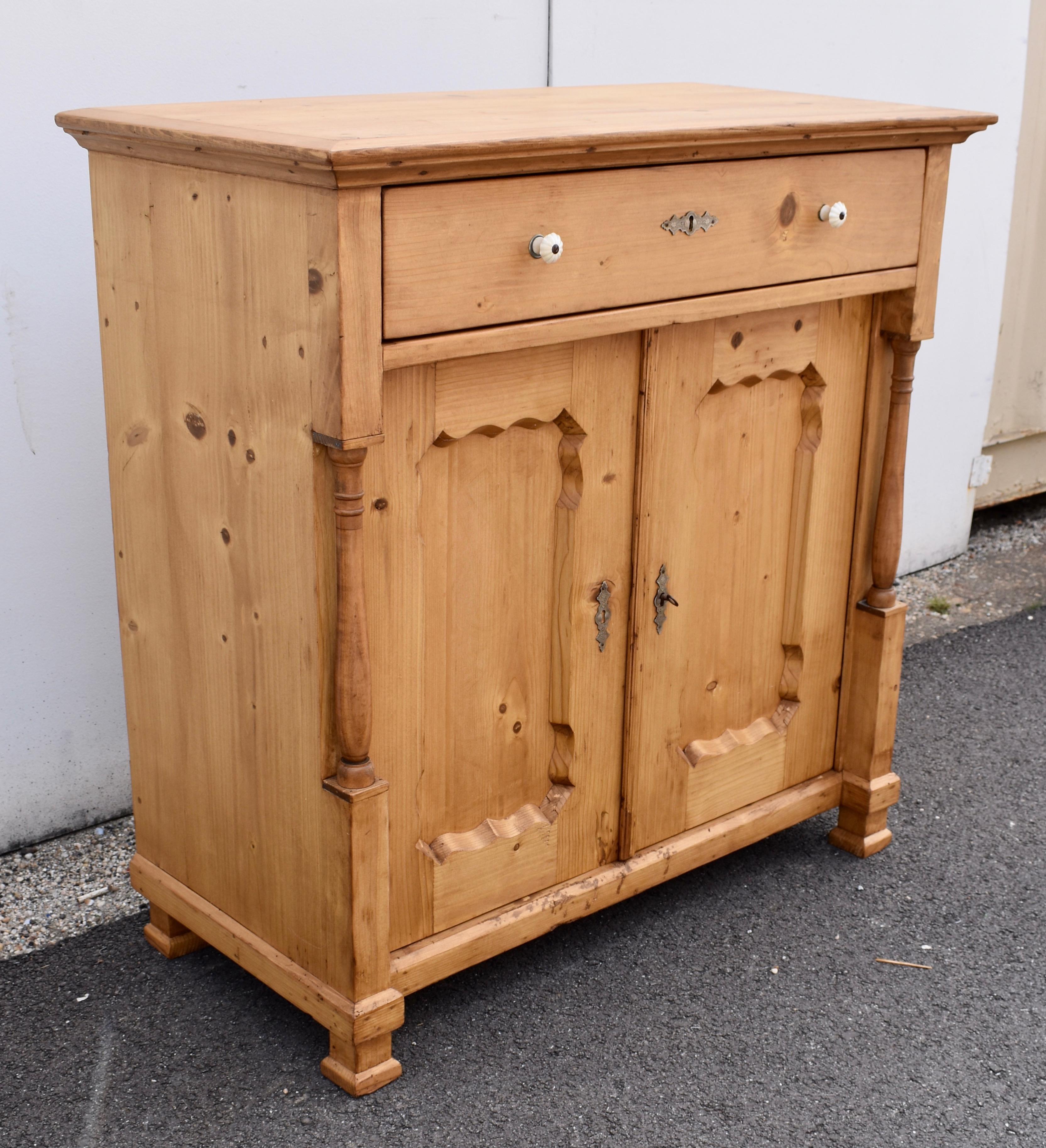 Empire Pine Dresser Base with Two Doors and One Drawer For Sale