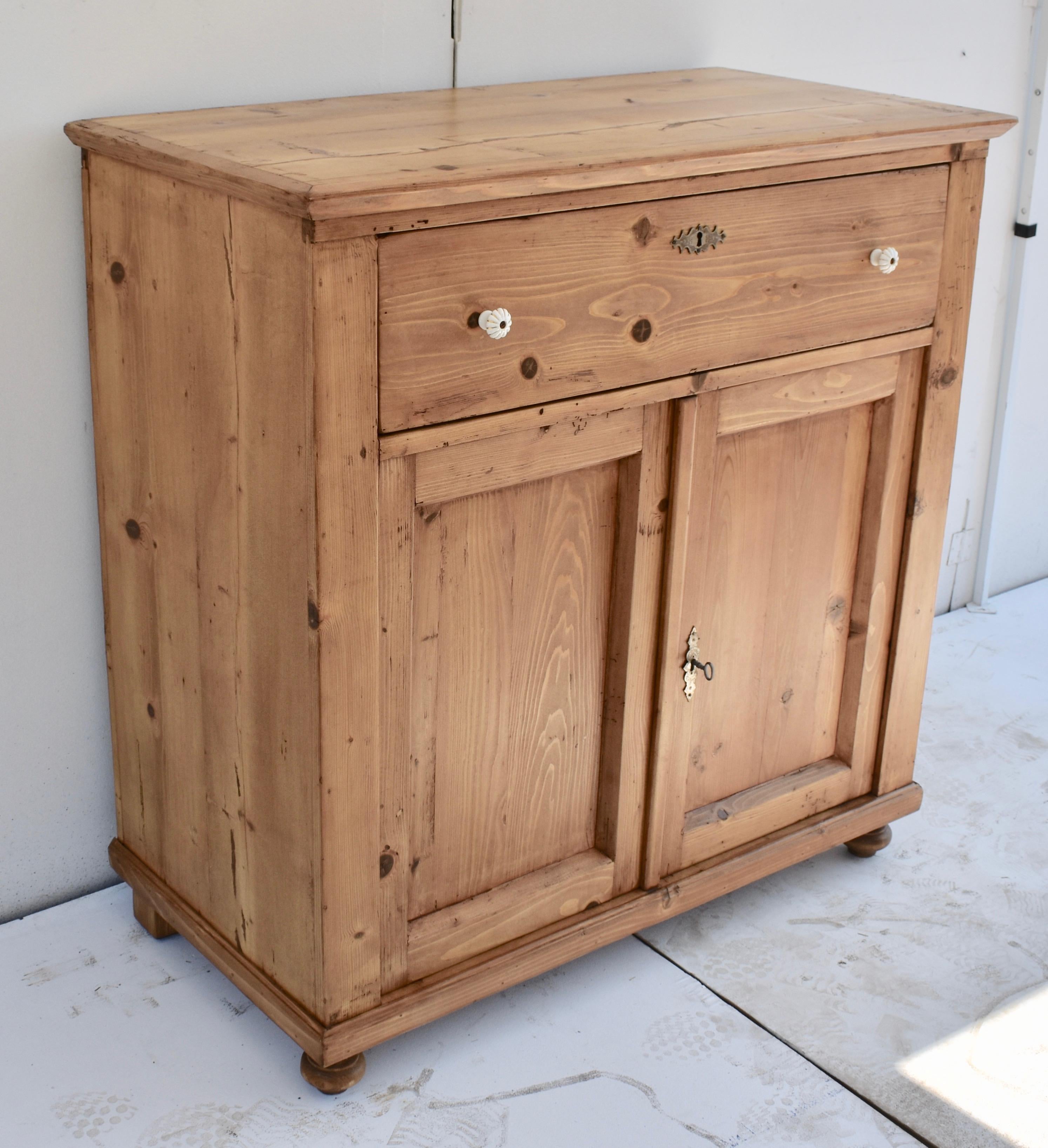 Hungarian Pine Dresser Base with Two Doors and One Drawer For Sale