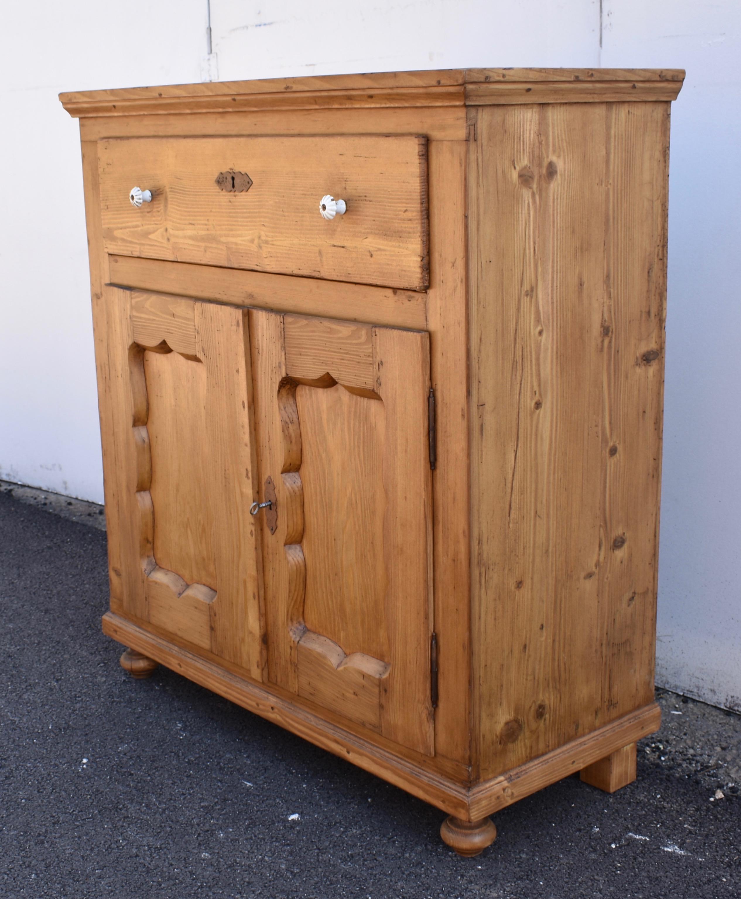 Hungarian Pine Dresser Base with Two Doors and One Drawer