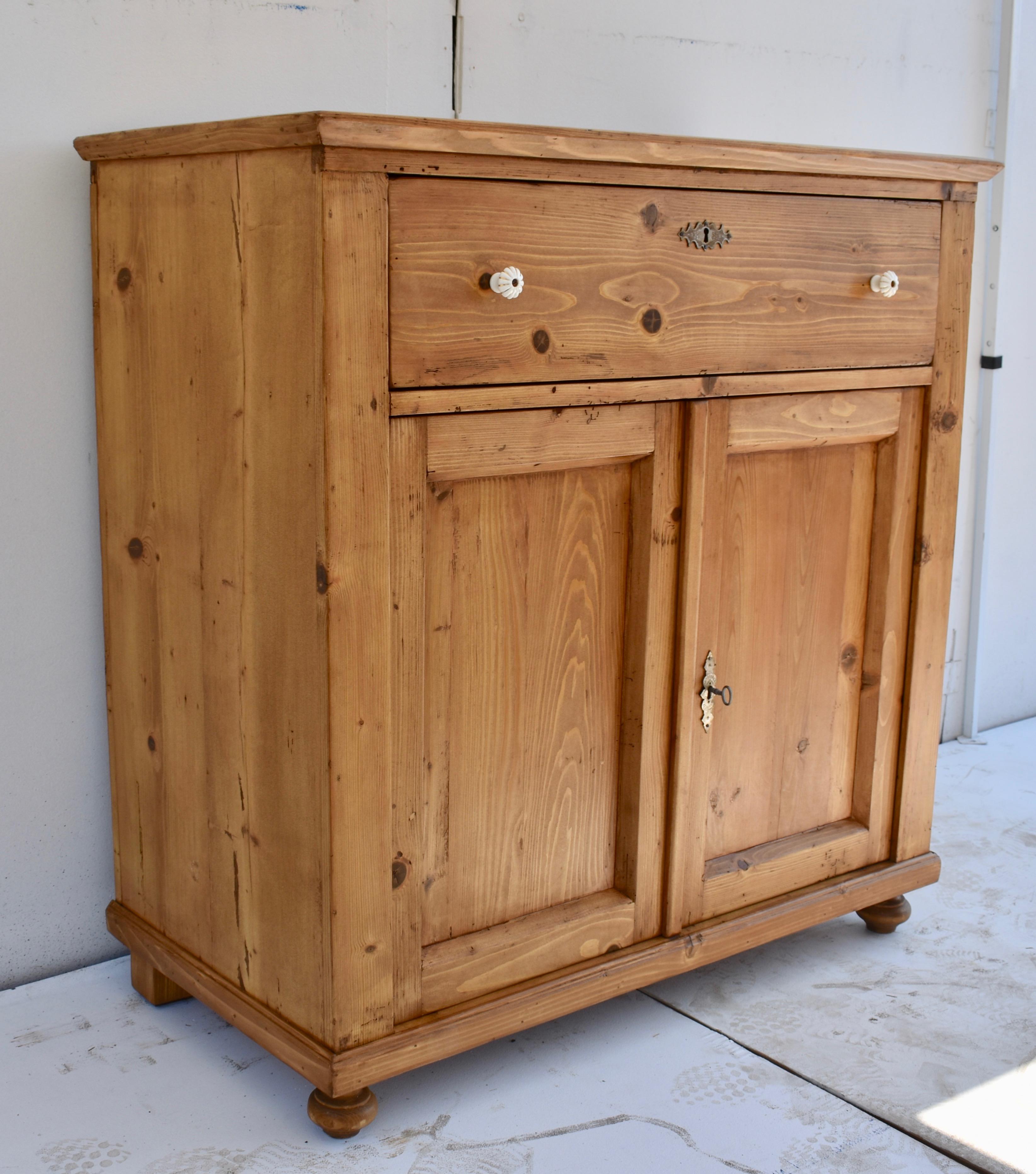 Hungarian Pine Dresser Base with Two Doors and One Drawer For Sale