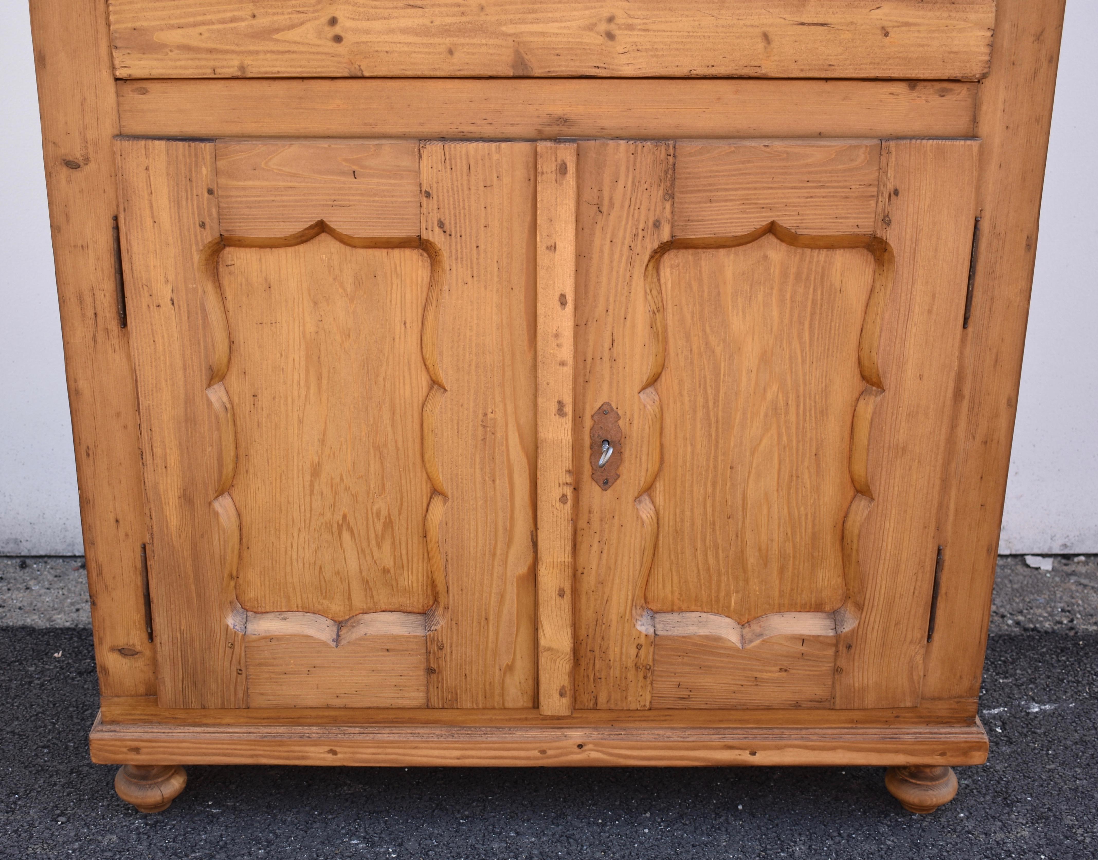 19th Century Pine Dresser Base with Two Doors and One Drawer