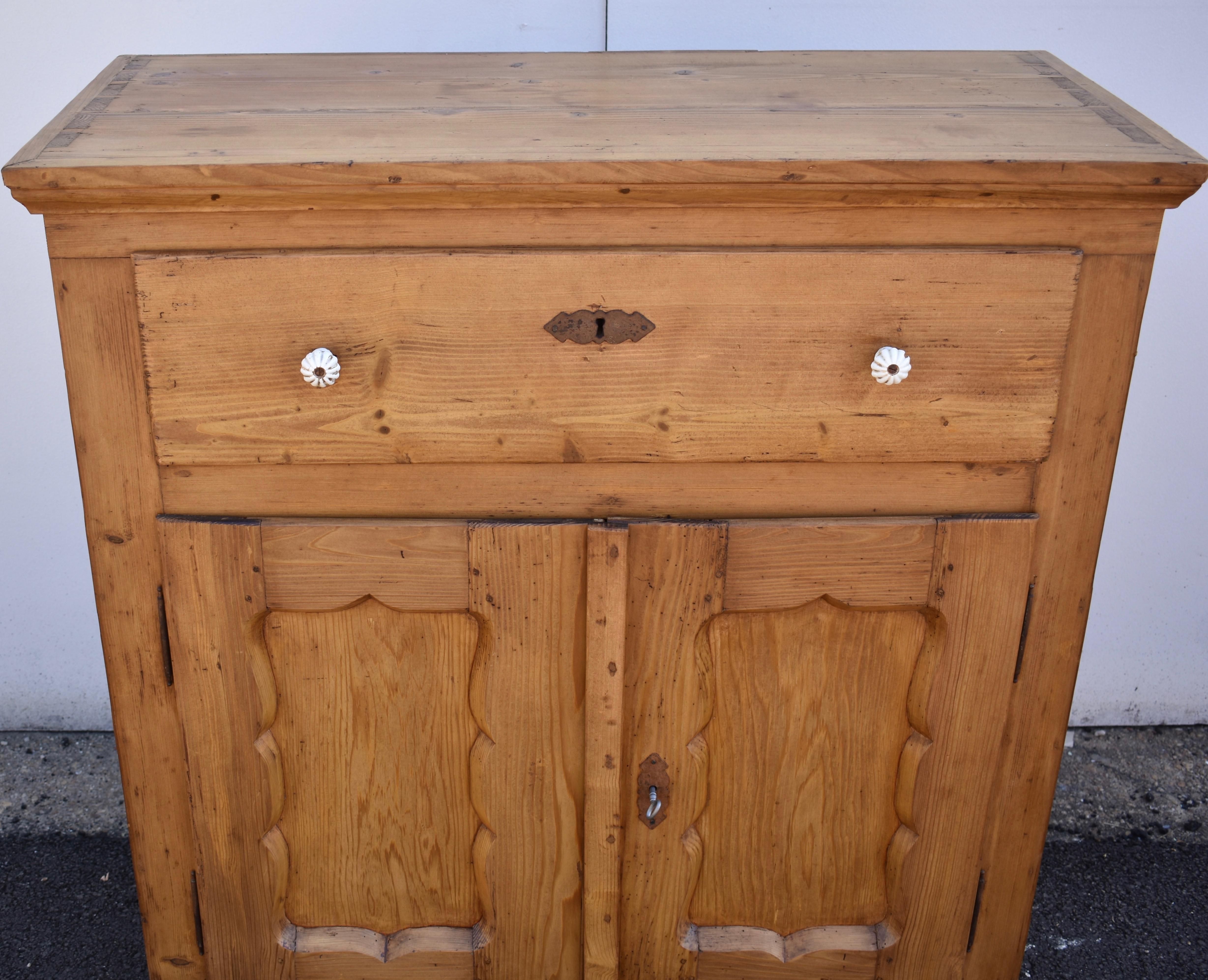 Pine Dresser Base with Two Doors and One Drawer 1