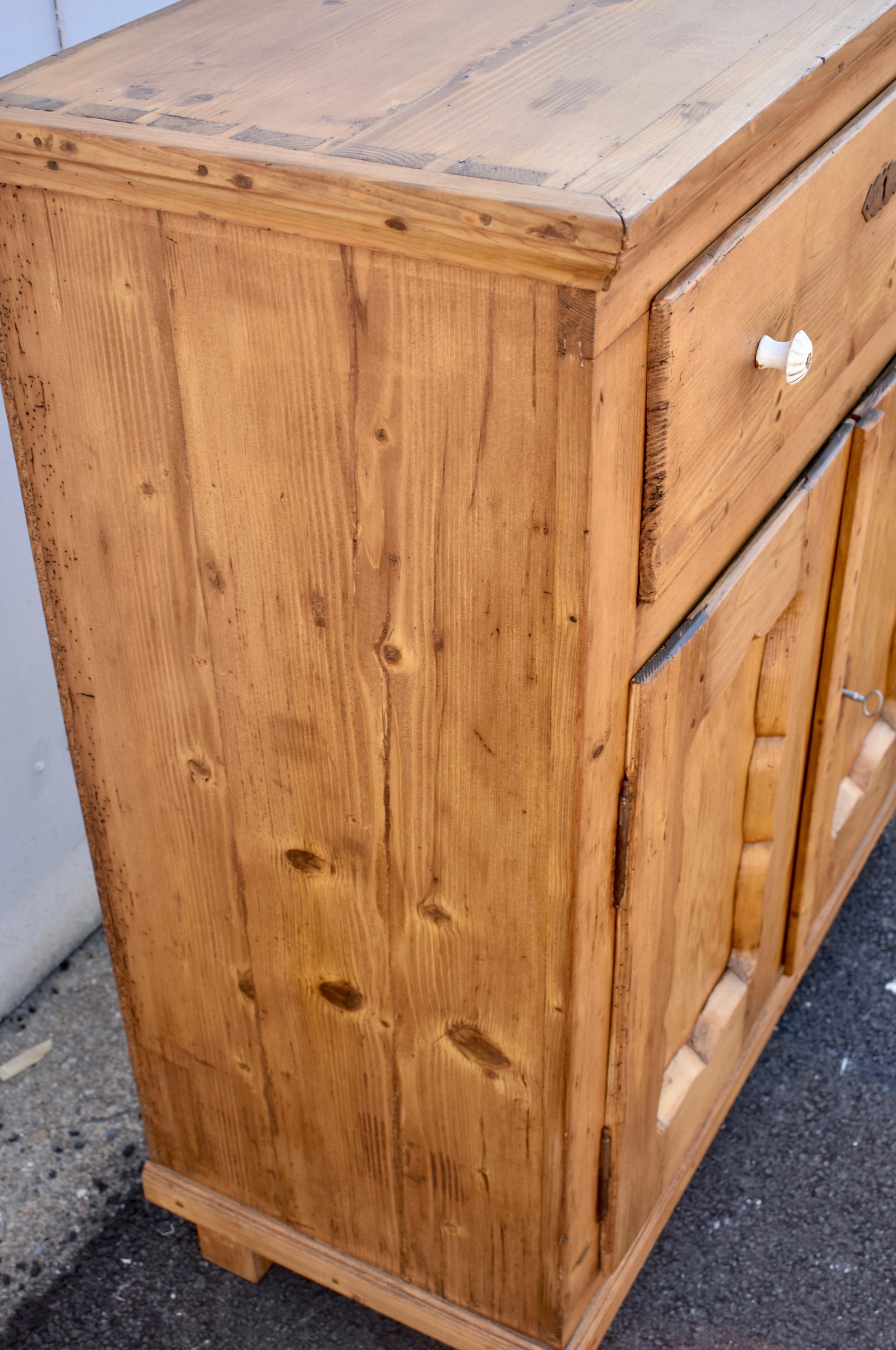 Pine Dresser Base with Two Doors and One Drawer 2