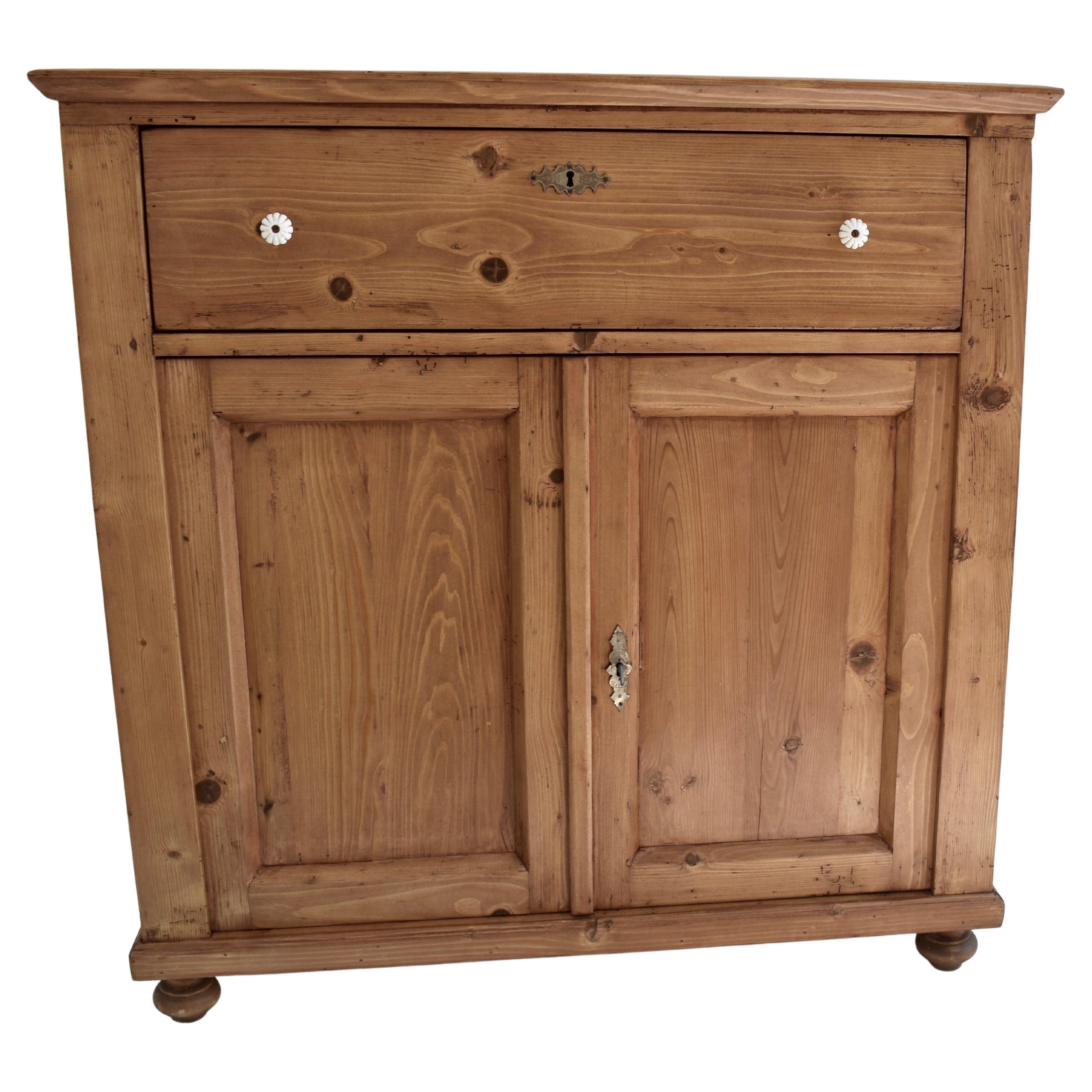 Pine Dresser Base with Two Doors and One Drawer For Sale