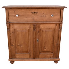 Antique Pine Dresser Base with Two Doors and One Drawer