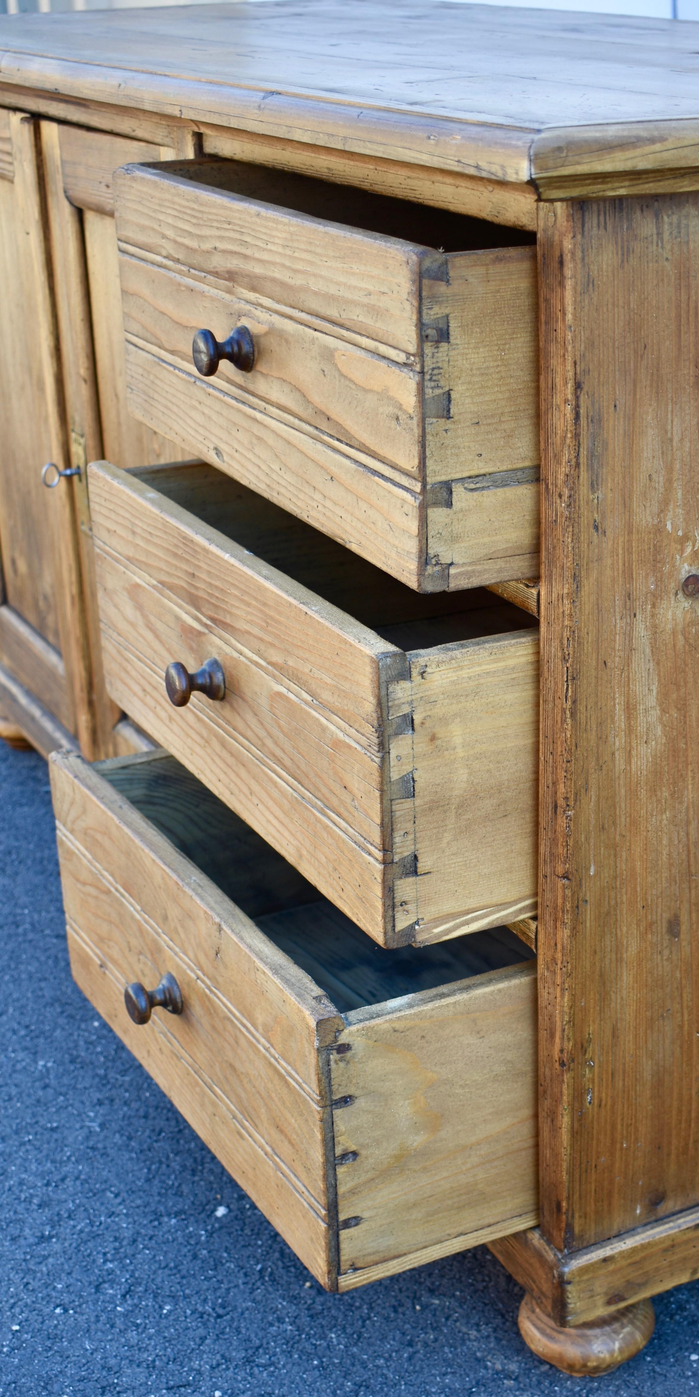 Pine Dresser Base with Two Doors and Three Drawers For Sale 2