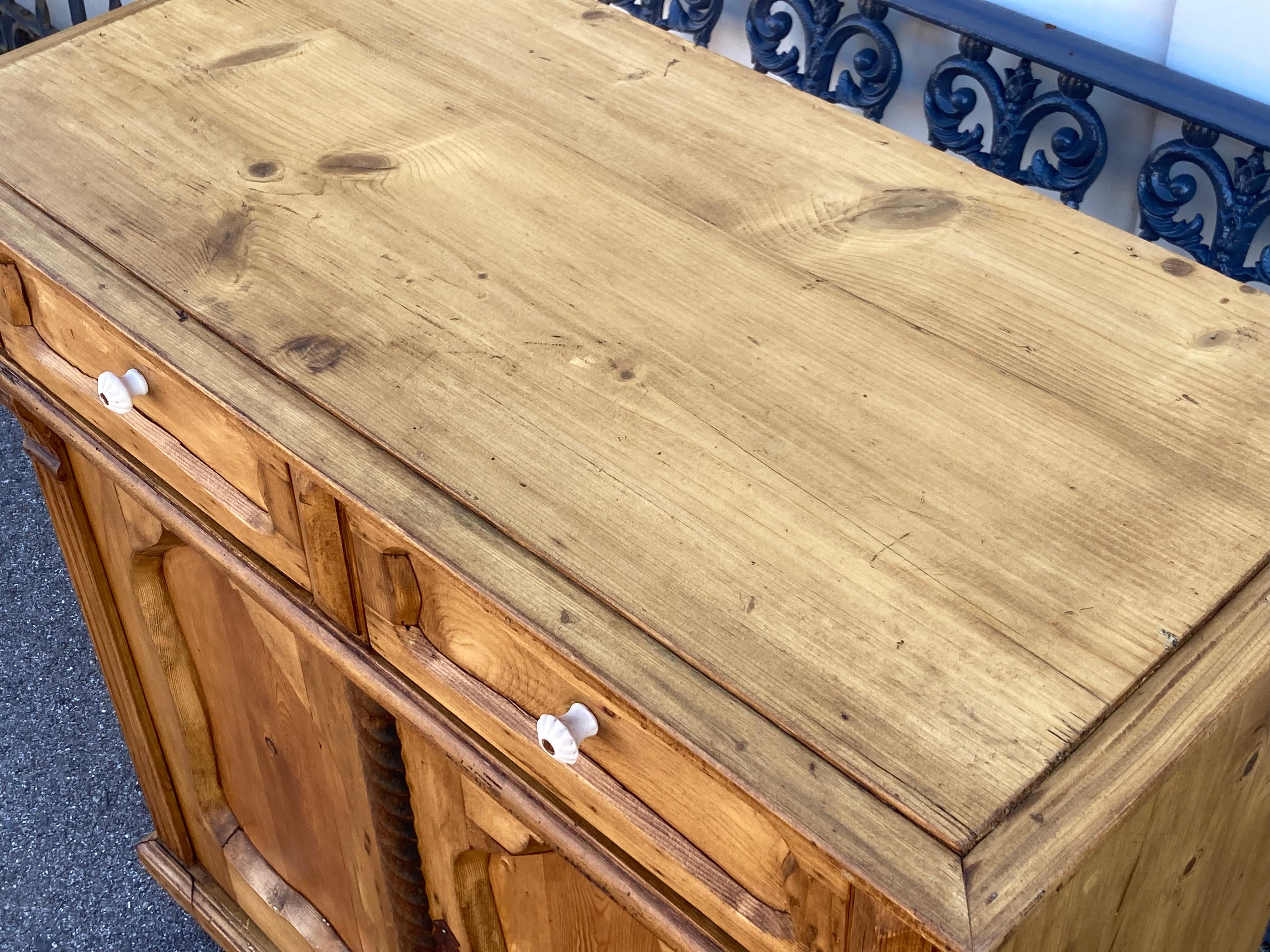 Pine Dresser Base with Two Doors and Two Drawers For Sale 4