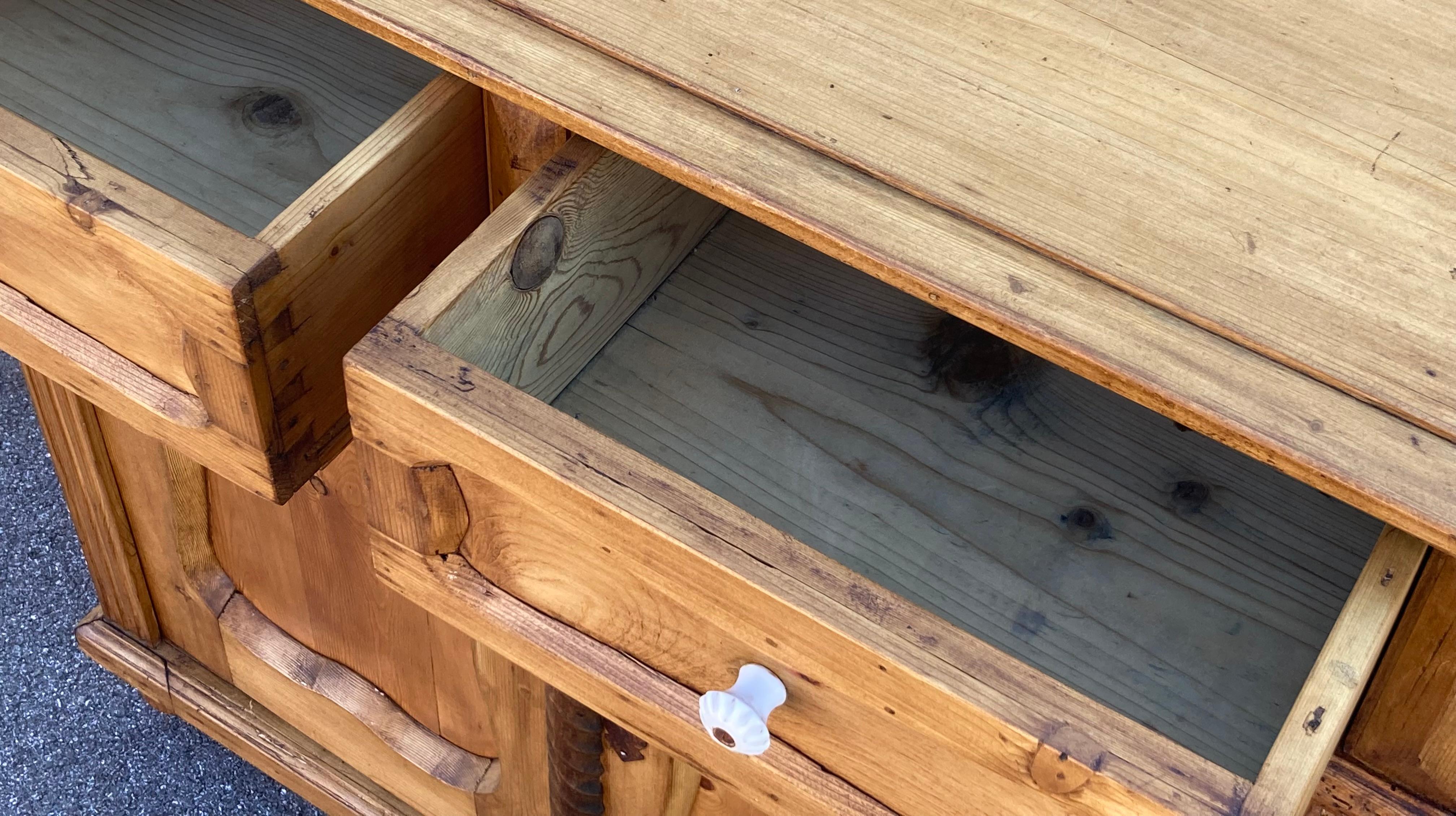 Pine Dresser Base with Two Doors and Two Drawers For Sale 6