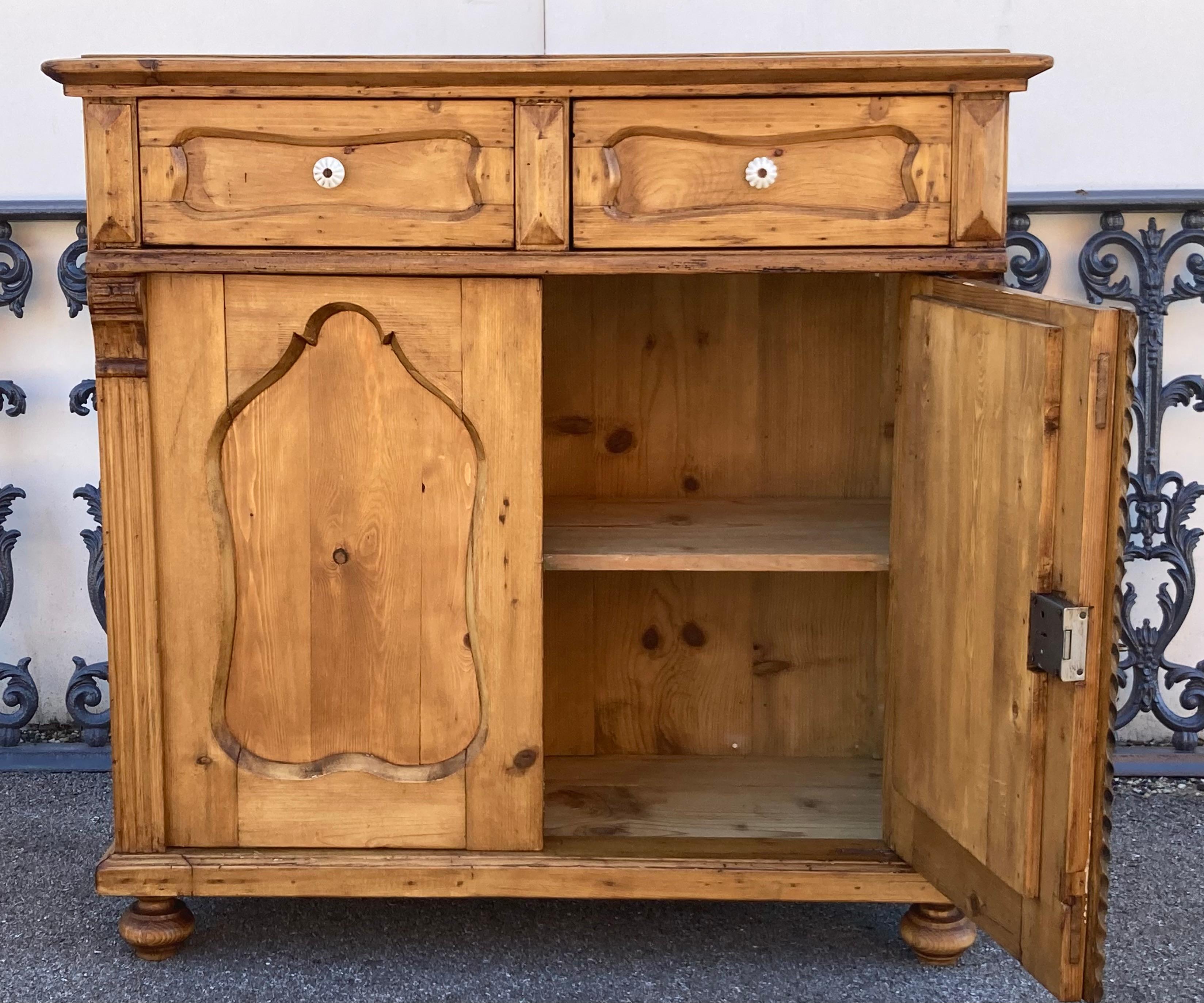 Pine Dresser Base with Two Doors and Two Drawers For Sale 7