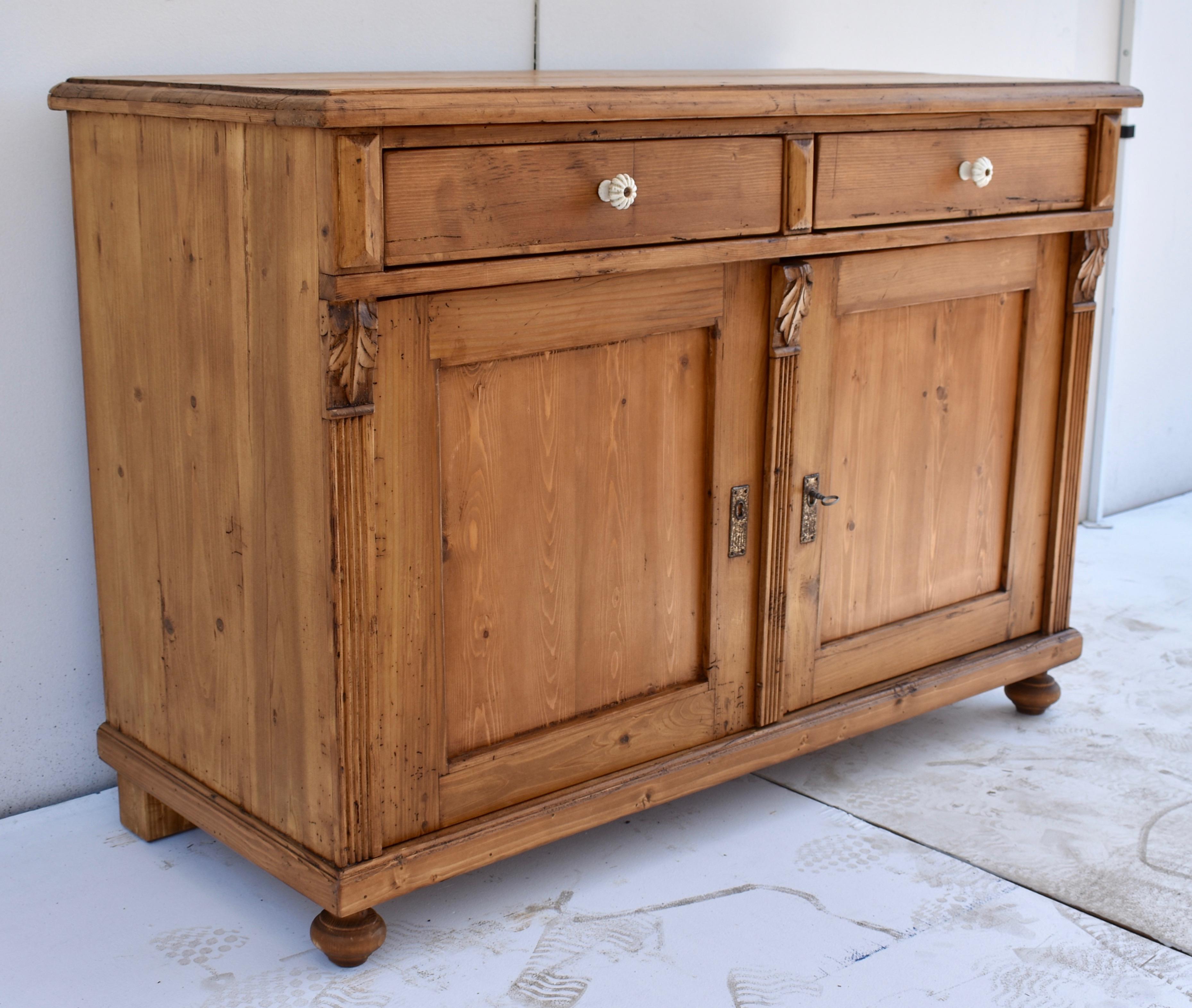 Country Pine Dresser Base with Two Doors and Two Drawers