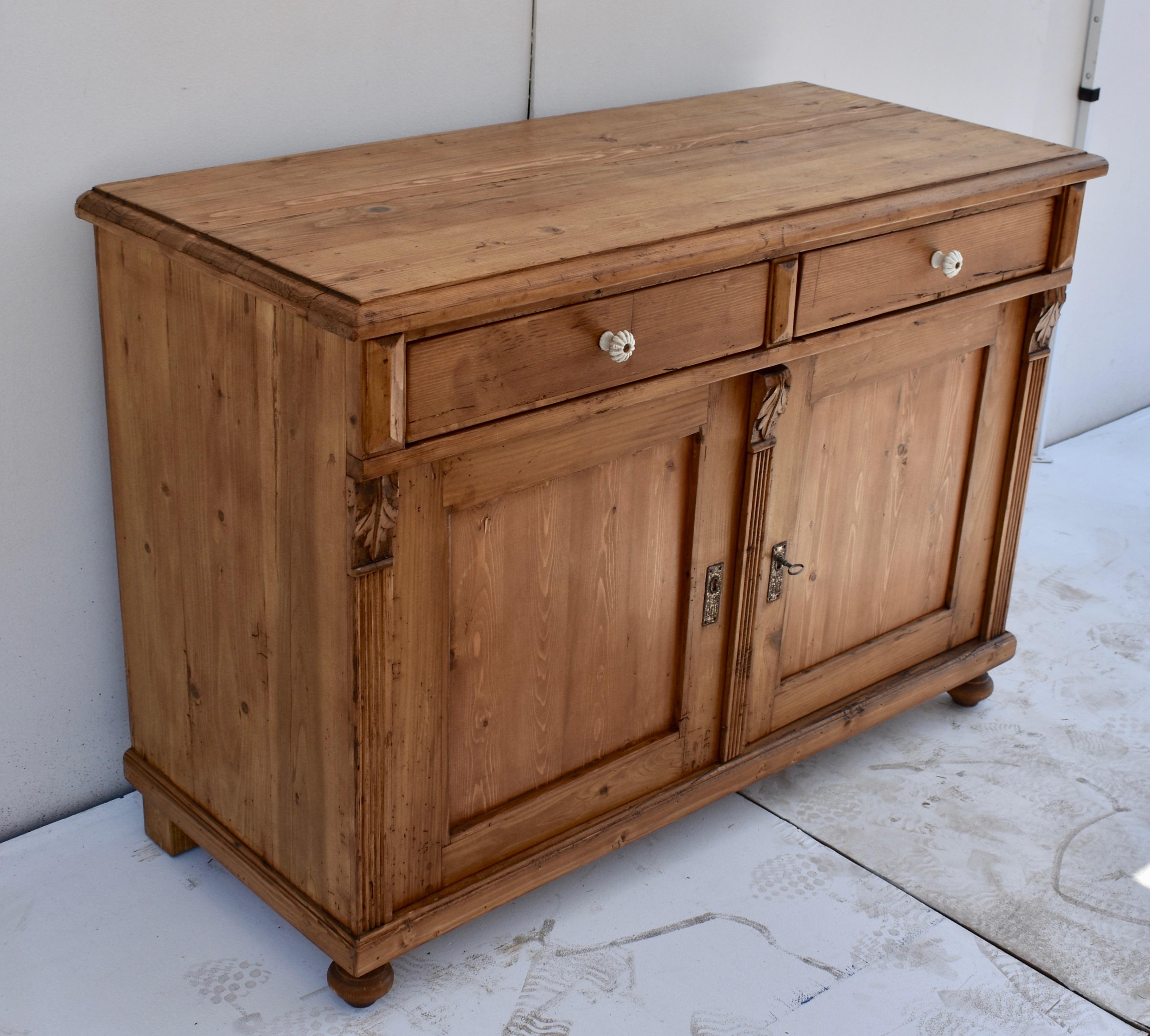 Hungarian Pine Dresser Base with Two Doors and Two Drawers