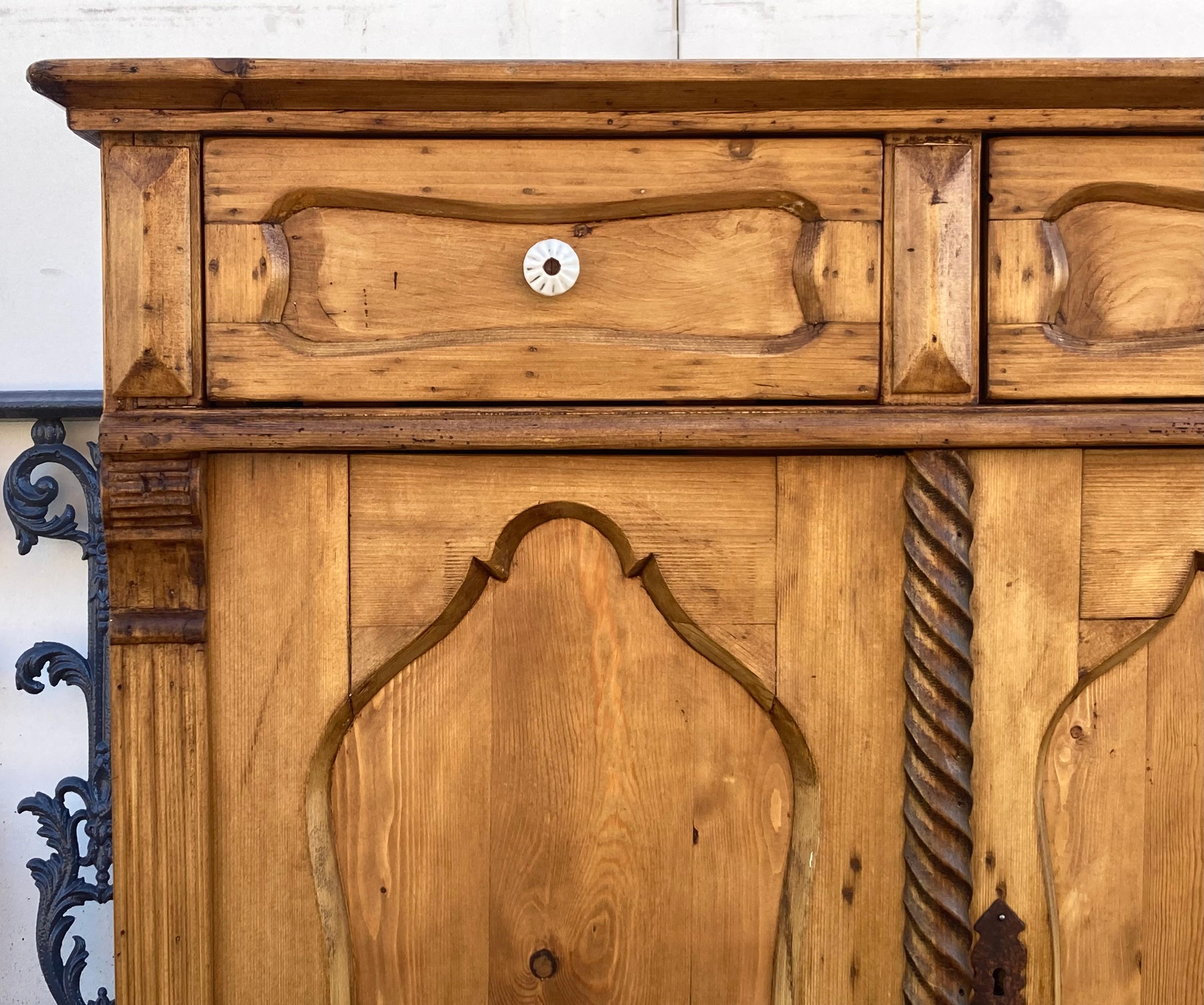 Pine Dresser Base with Two Doors and Two Drawers For Sale 1