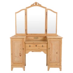 Pine Dressing Table with Mirror from the 1920s
