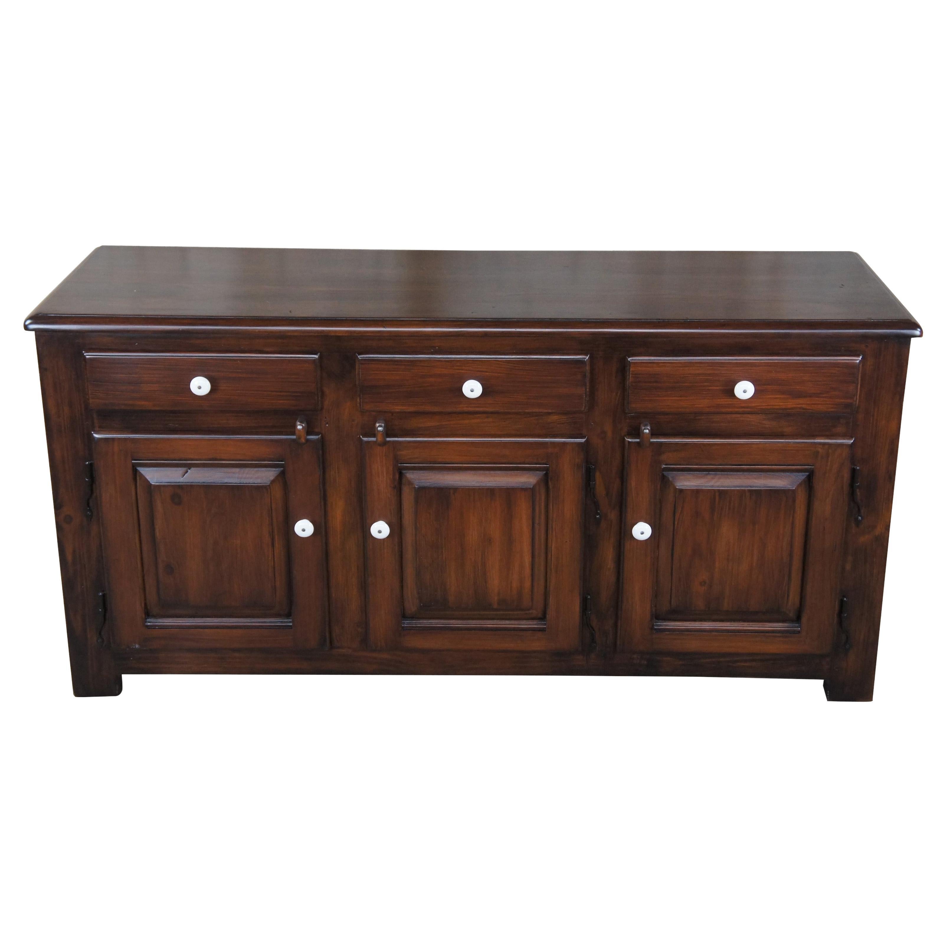 Pine Early American Primitive Farmhouse Sideboard Buffet Console Cabinet 61"