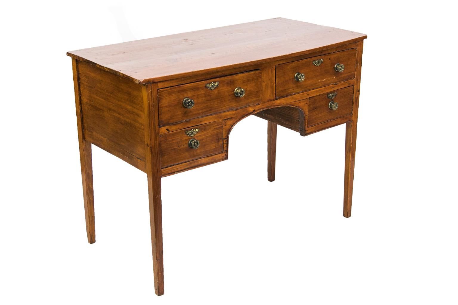 Mid-19th Century Pine English Four-Drawer Console Table For Sale