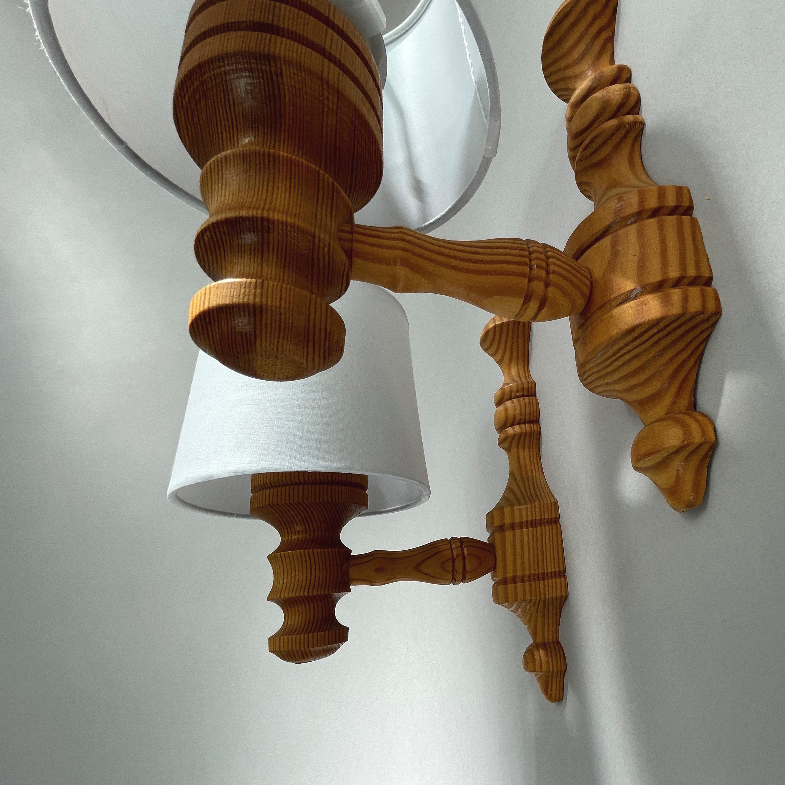 Fin du 20e siècle Lights en pin et tissu, Suède 1960-1970 en vente