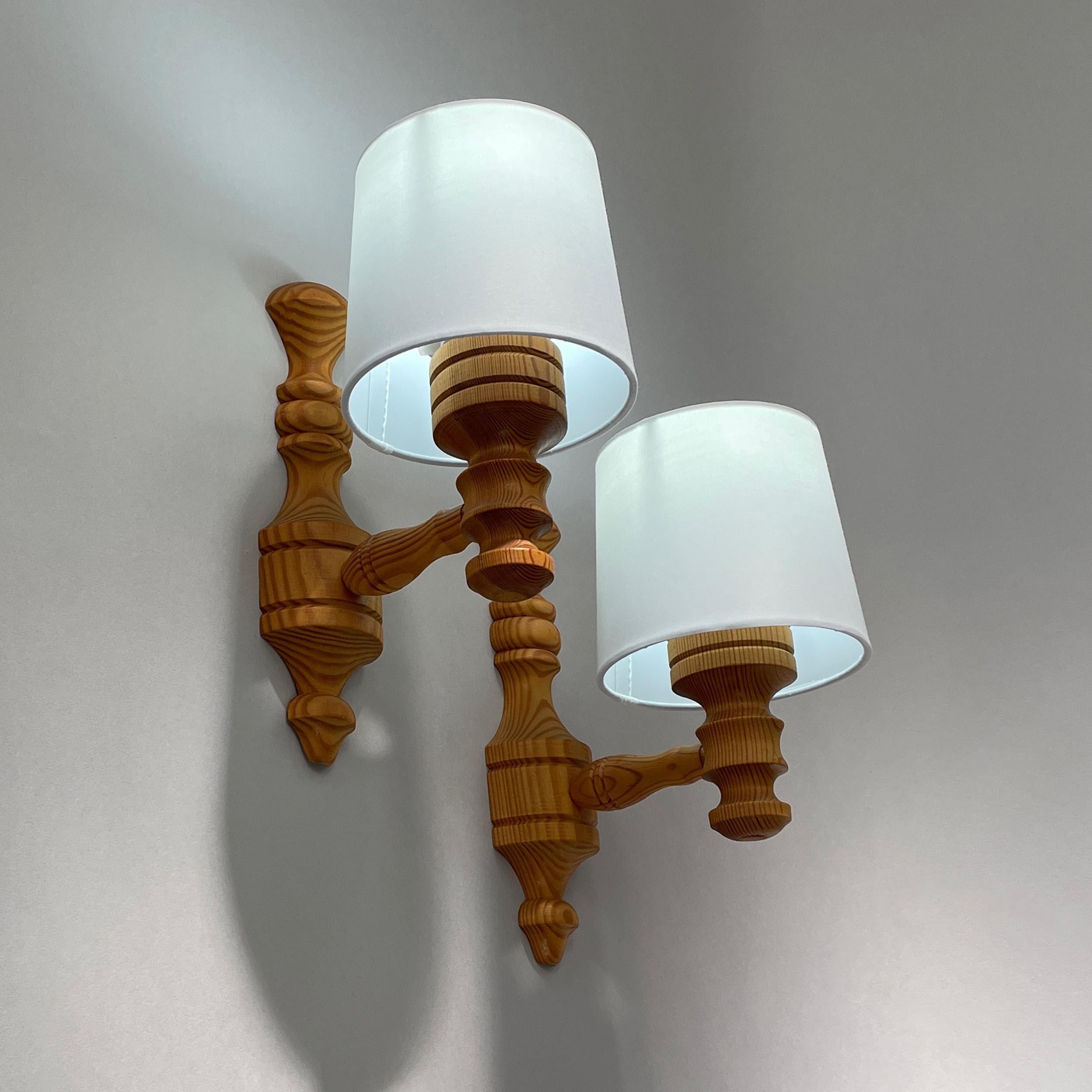 Tissu Lights en pin et tissu, Suède 1960-1970 en vente