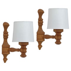 Pine & Fabric Wall Lights, Sweden 1960s to 1970s