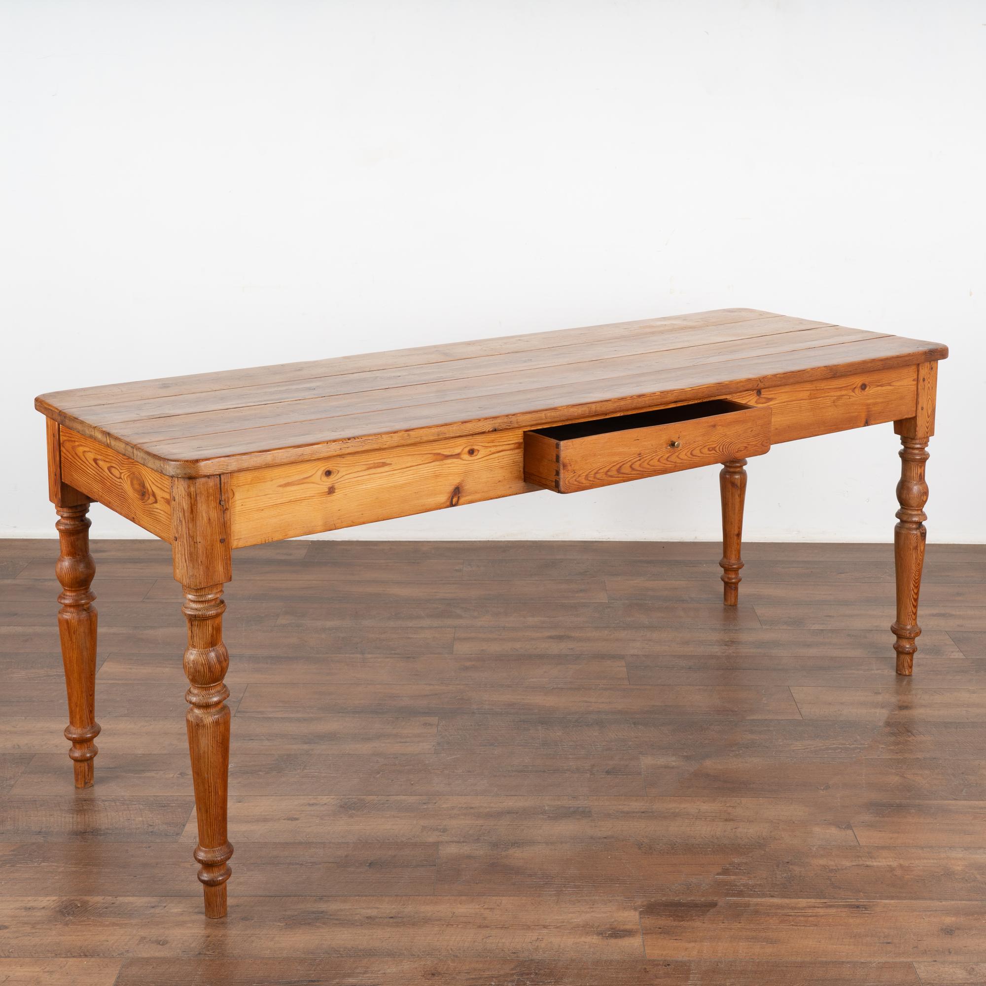 Pine Farm Table Console With Drawer, Denmark circa 1860 In Good Condition In Round Top, TX