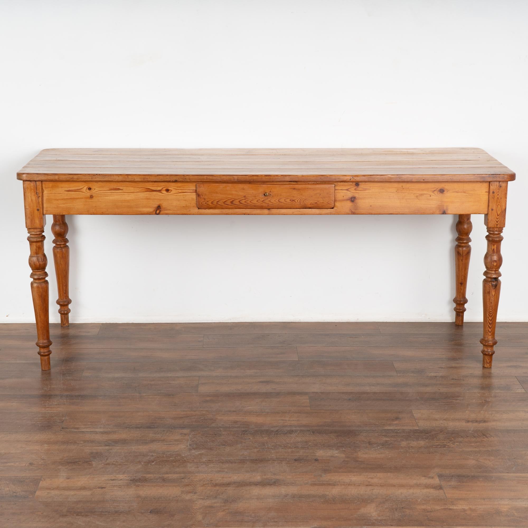 19th Century Pine Farm Table Console With Drawer, Denmark circa 1860