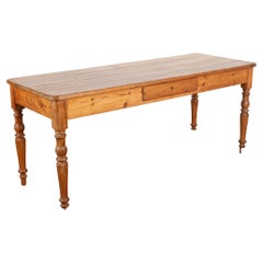 Antique Pine Farm Table Console With Drawer, Denmark circa 1860