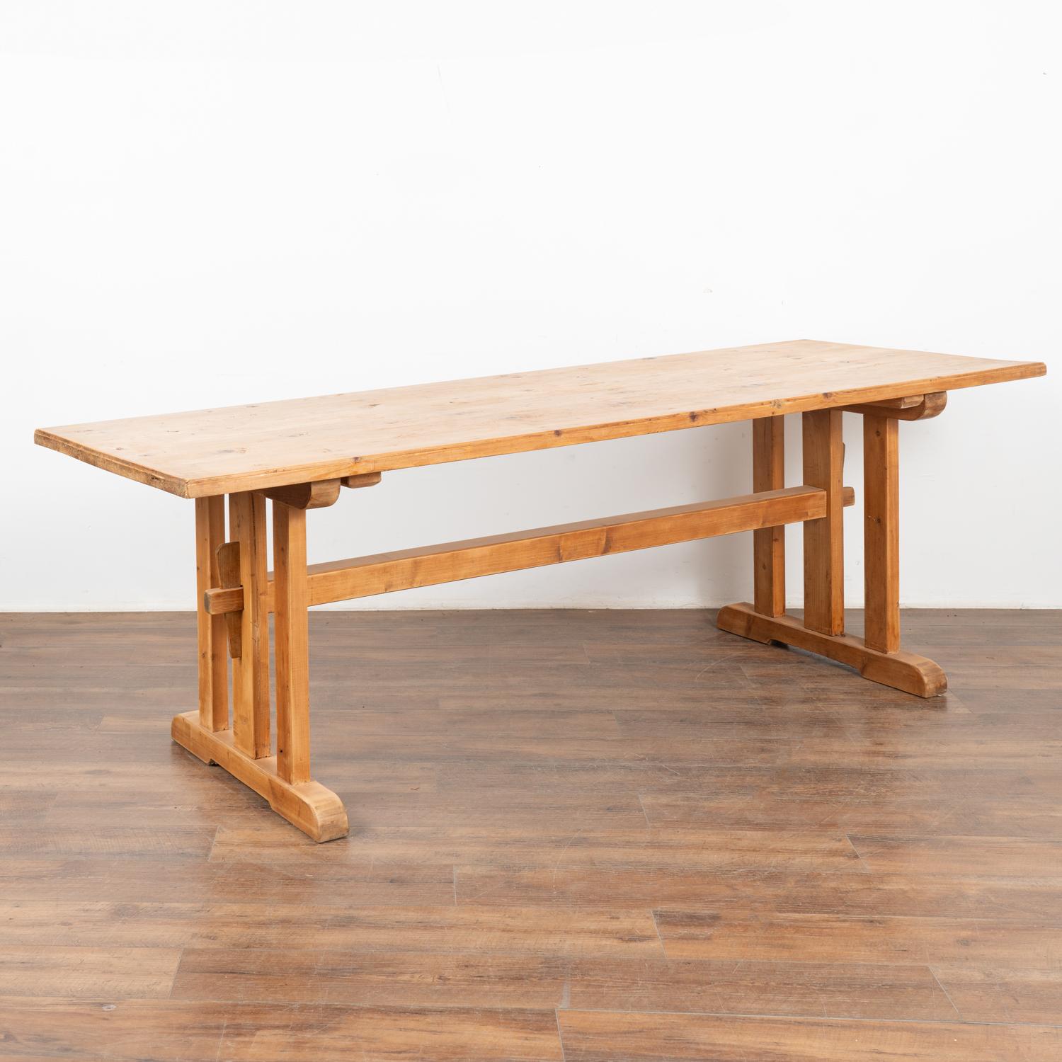 Pine Farm Table Dining Trestle Table, Hungary circa 1890 For Sale 4