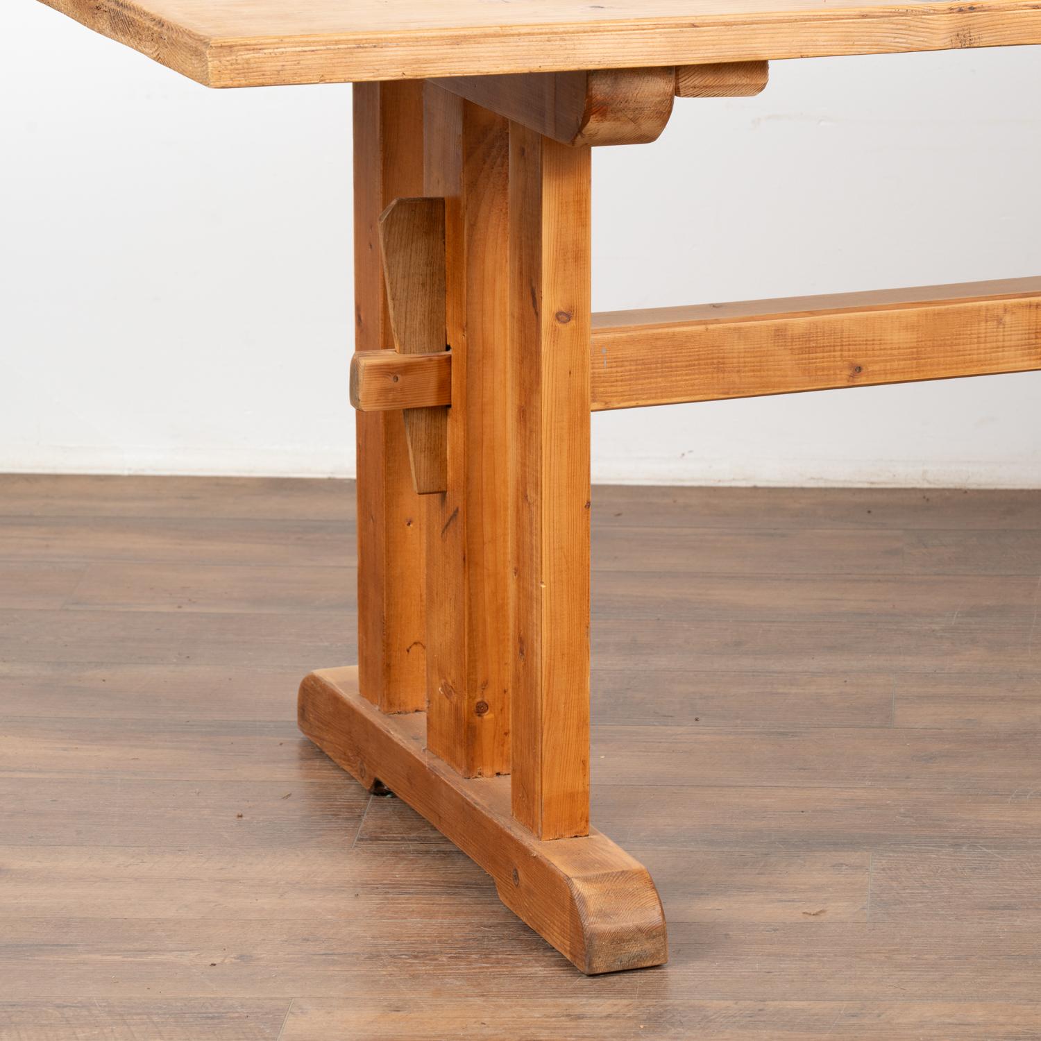 Country Pine Farm Table Dining Trestle Table, Hungary circa 1890 For Sale