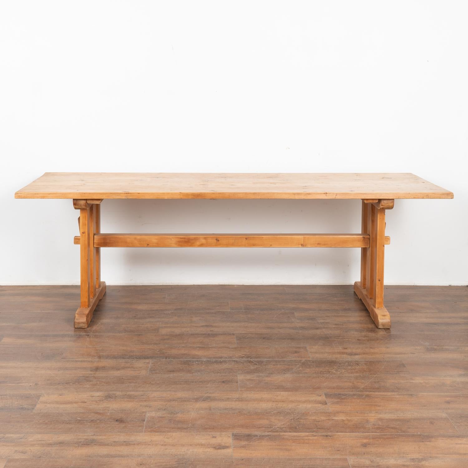 19th Century Pine Farm Table Dining Trestle Table, Hungary circa 1890 For Sale