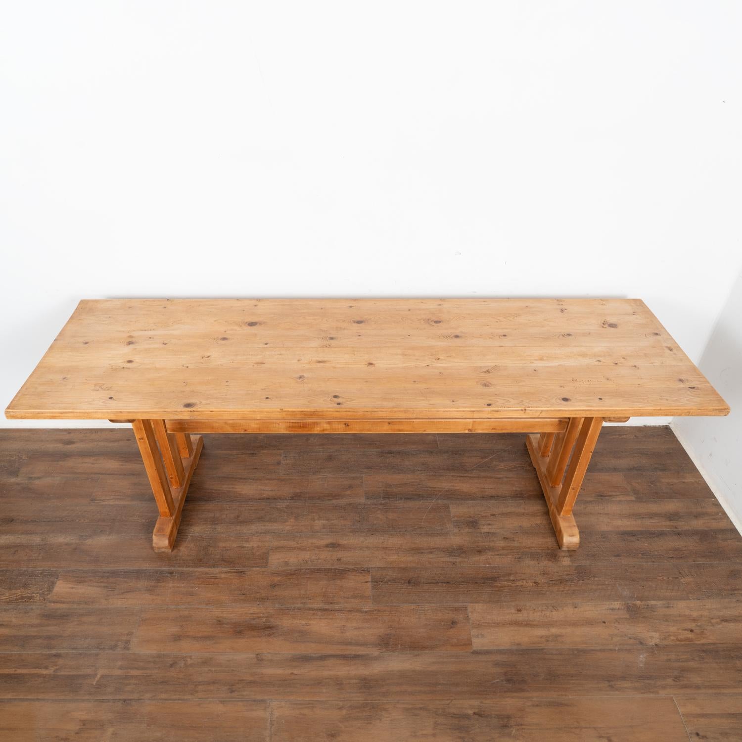 Pine Farm Table Dining Trestle Table, Hungary circa 1890 For Sale 1