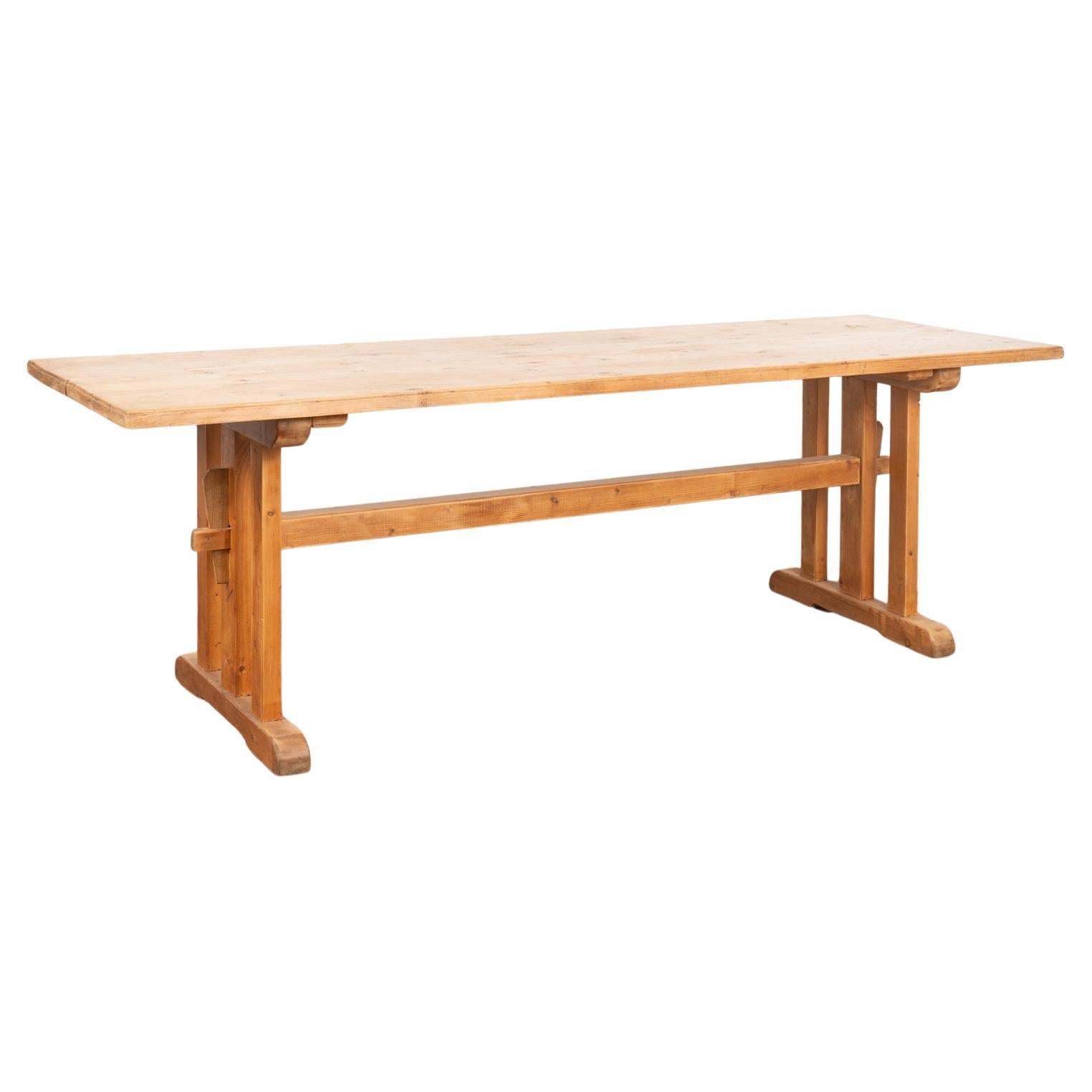 Pine Farm Table Dining Trestle Table, Hungary circa 1890 For Sale
