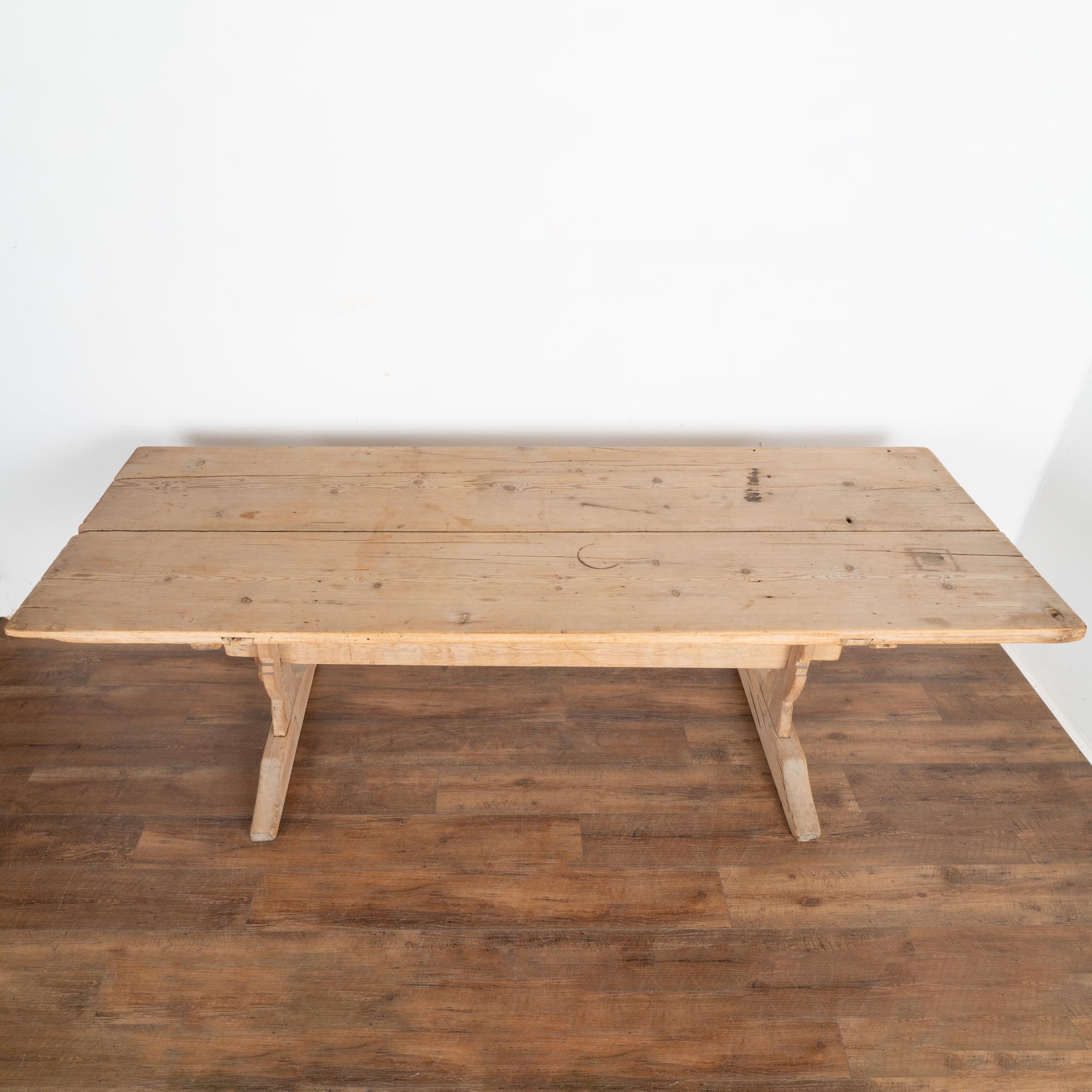 Country Pine Farm Trestle Table Dining Table from Sweden, circa 1820