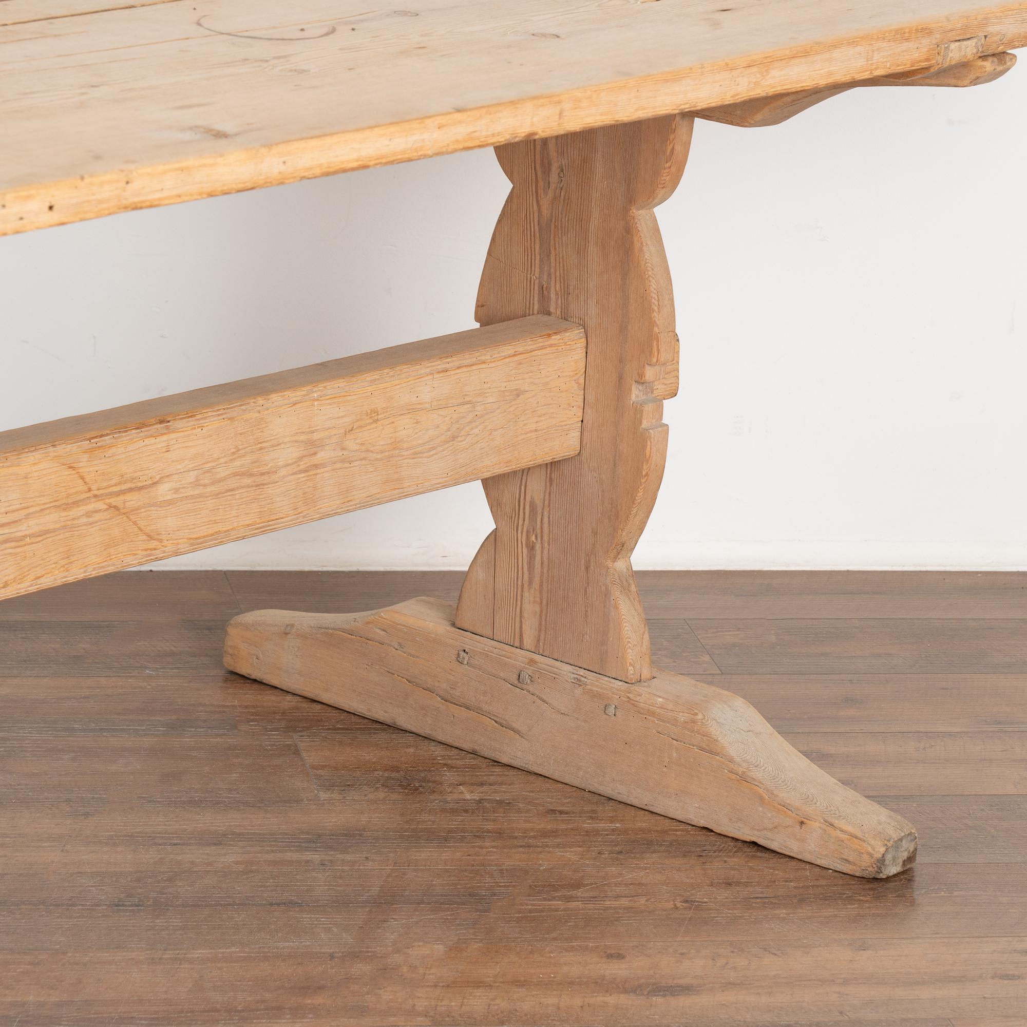 19th Century Pine Farm Trestle Table Dining Table from Sweden, circa 1820