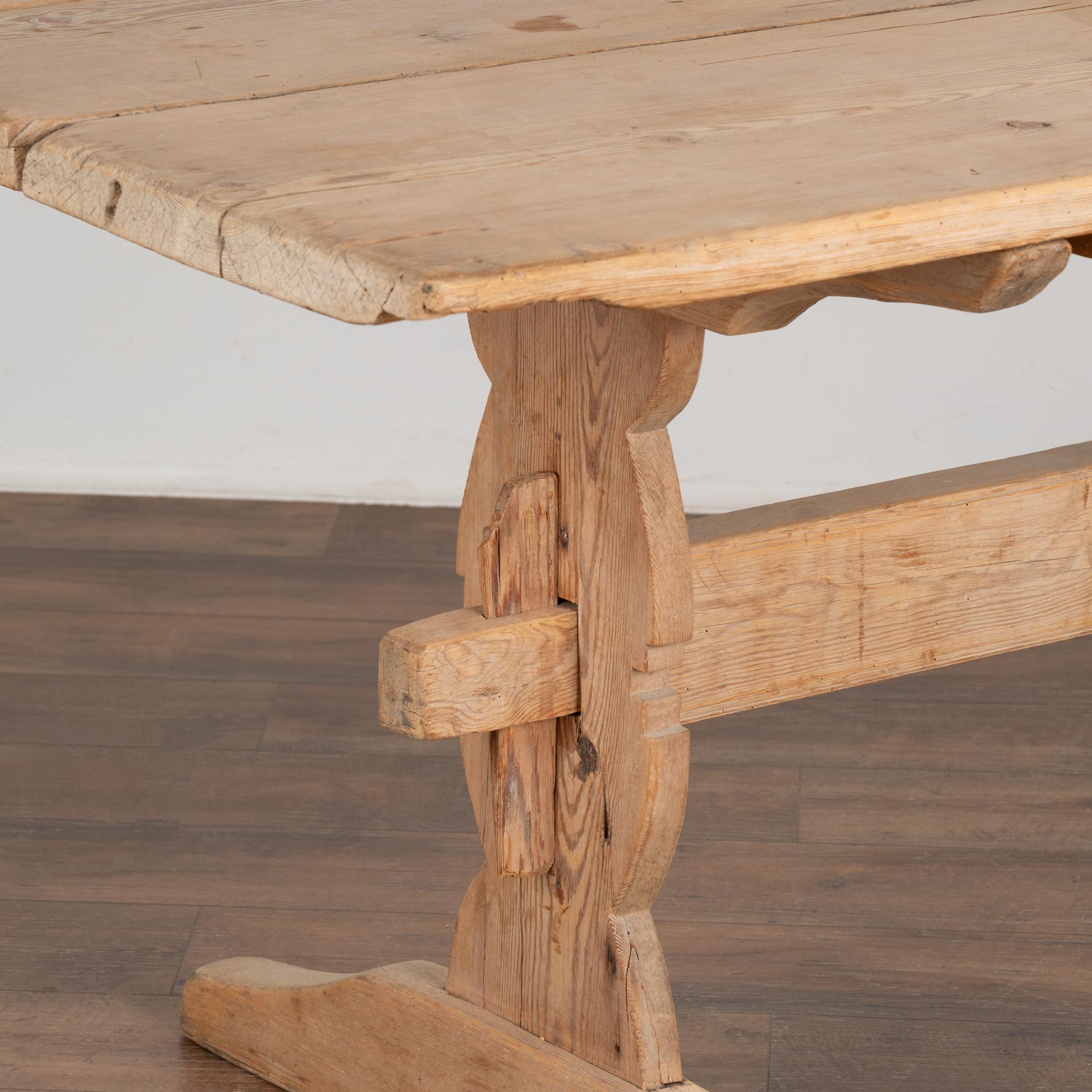 Pine Farm Trestle Table Dining Table from Sweden, circa 1820 1
