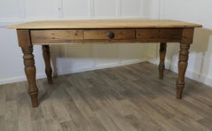 Pine Farmhouse Kitchen Table with Side Drawer  A good Farmhouse table
