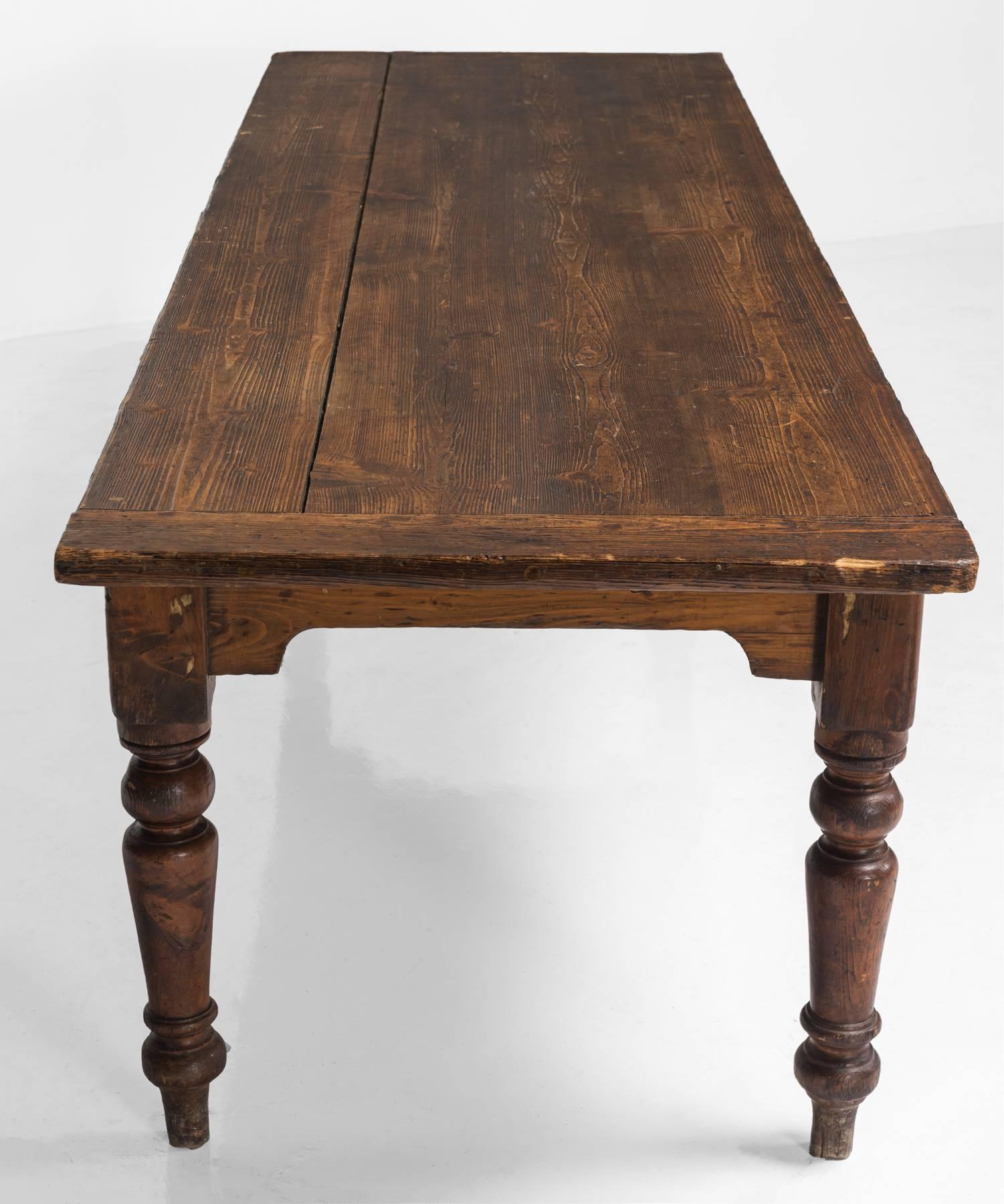 English Pine Farmhouse Table, circa 1850