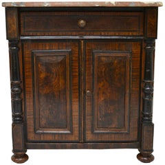 Antique Pine Faux-Painted Marble-Top Side Cupboard