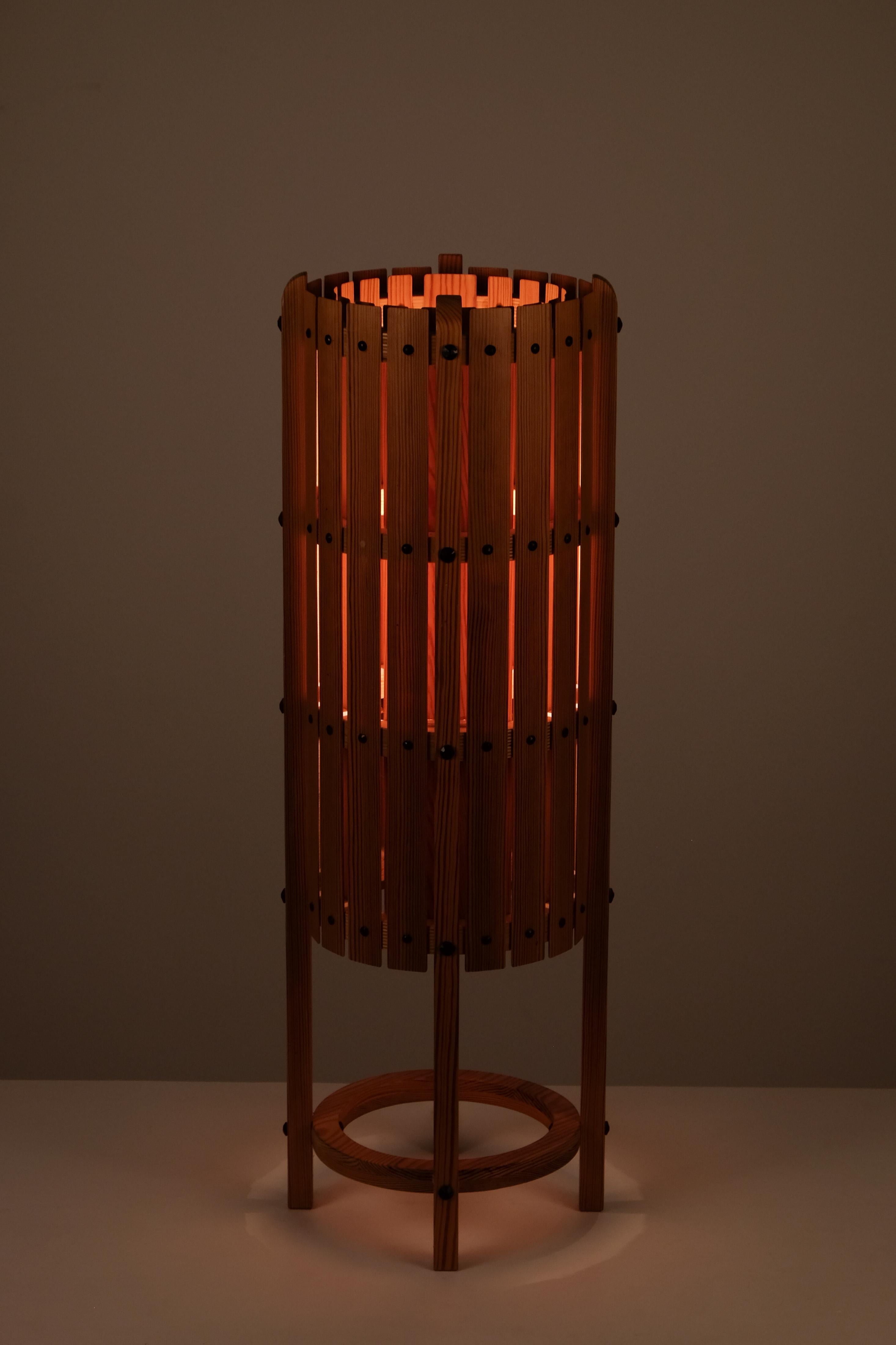 Pine Floor Lamp, Swedish Modern, 1960s For Sale 1