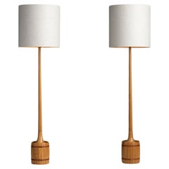 Vintage Pine Floor Lamps, England circa 1960