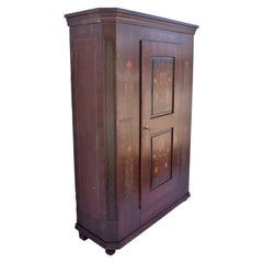 Pine Folk Art Painted Wardrobe