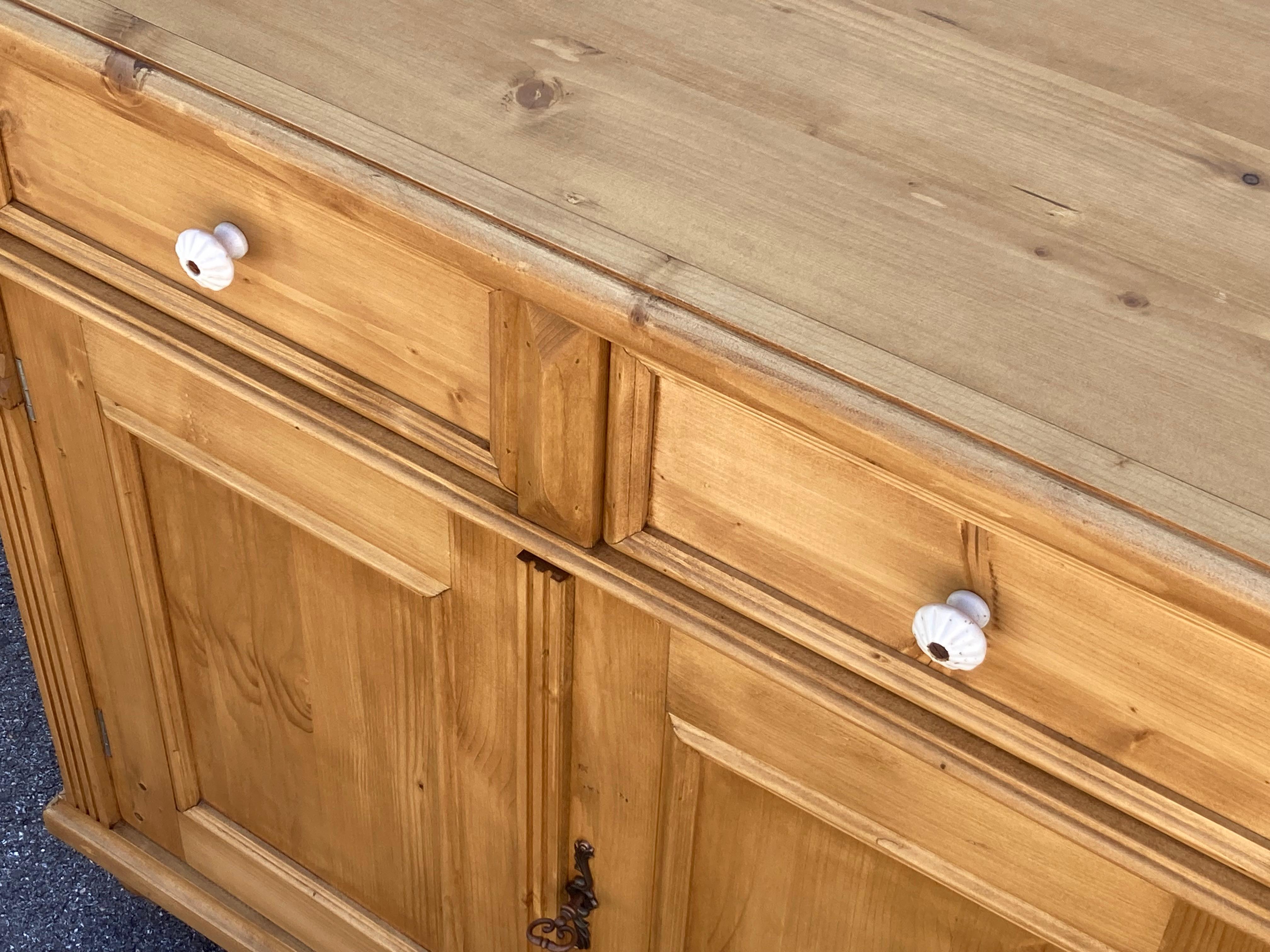 Pine Four Door Four Drawer Sideboard, Reproduction For Sale 6