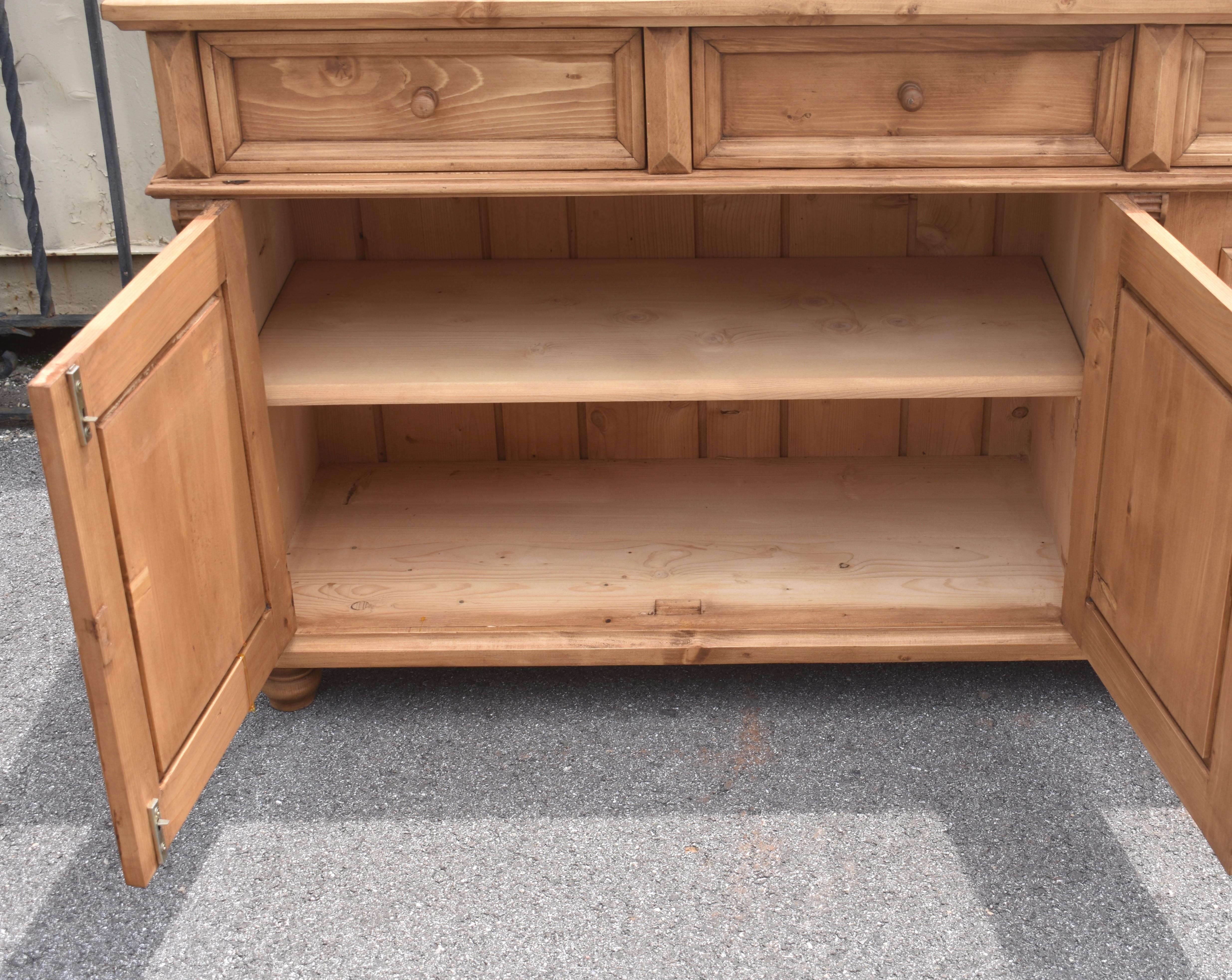 Pine Four Door Four Drawer Sideboard, Reproduction For Sale 6